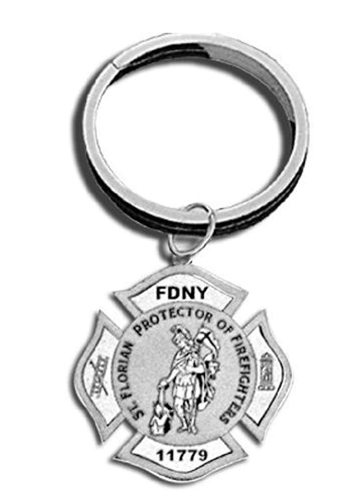 Saint Florian Religious Engravable Keychain - Sterling Silver 1.25 Inch Protection Jewelry for Men & Women | Perfect for Gifts, Daily Carry & Faith-Based Accessories