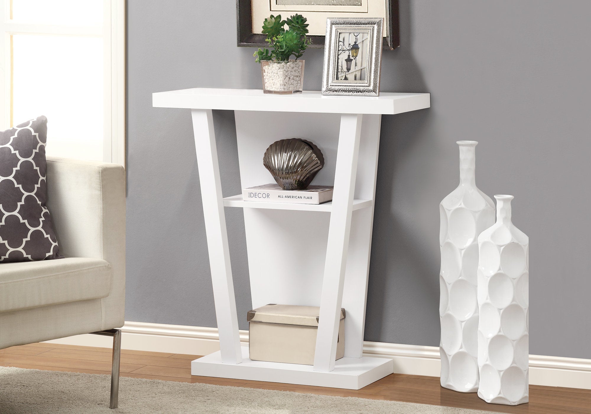 Modern White Accent Console Table 32