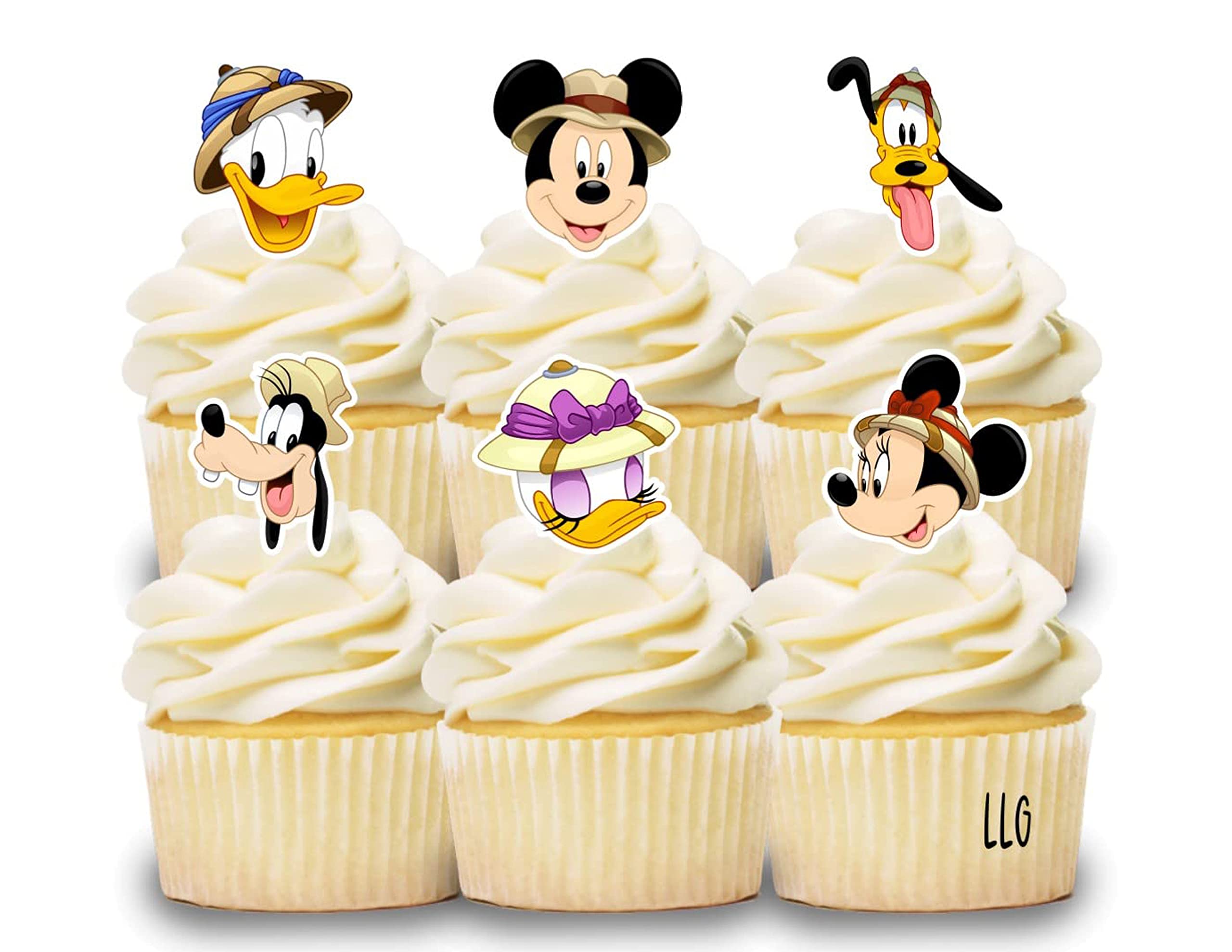 24 Safari Animal Mouse Cupcake Toppers - Adorable Cake Decorations for Jungle Theme Birthday Party Supplies - Perfect for Kids Birthday Cakes, Baby Showers & Zoo Themed Celebrations