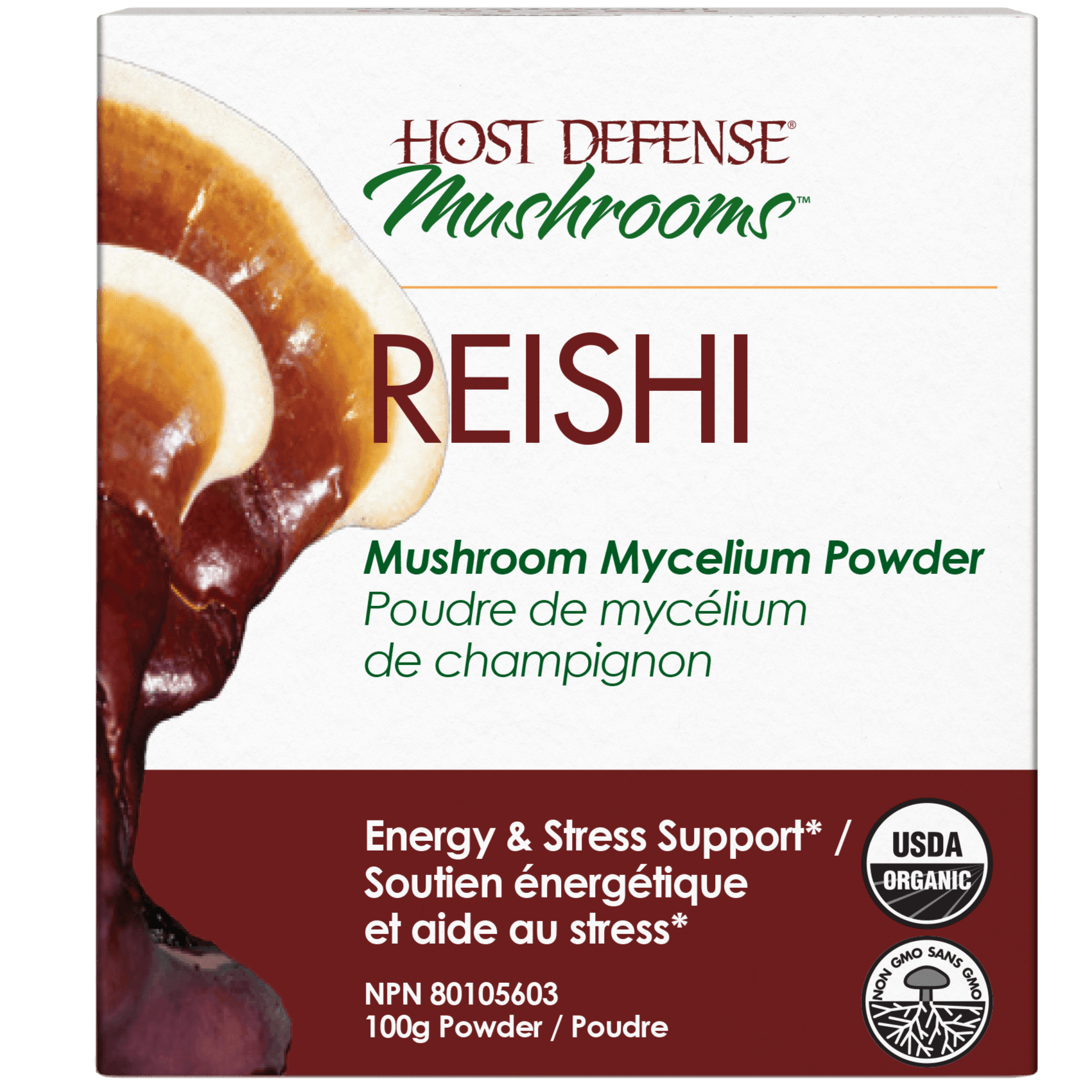 Host Defense Reishi Mushroom Mycelium Powder 100g - Organic Immune Support Supplement for Daily Wellness & Stress Relief - Perfect for Smoothies, Tea, and Holistic Health Routines