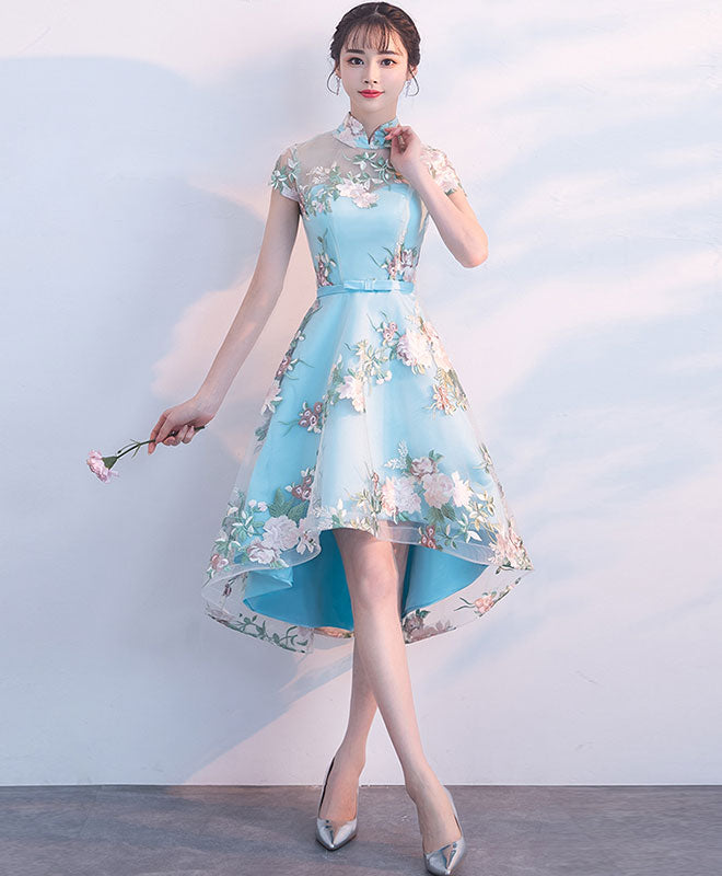 Elegant Blue Tulle Embroidery Short Prom Dress | Formal Evening Gown for Homecoming, Party & Special Occasions