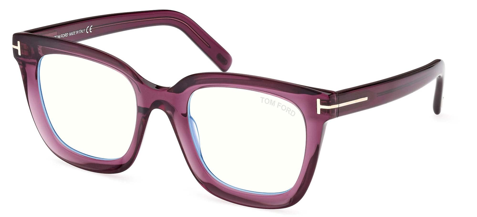 Tom Ford FT 5880-B Blue Block Transparent Violet 51/22/140 Women's Eyewear Frame - Stylish UV Protection Sunglasses for Women, Perfect for Outdoor Activities & Fashion Accessories