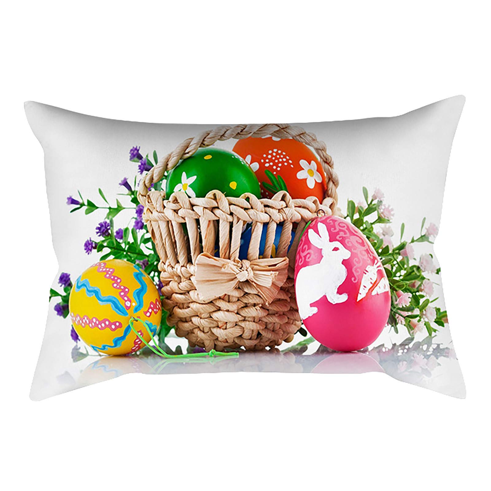 Comigeewa Easter Bunny Pattern Cushion Cover - Soft Decorative Pillow Case for Sofa, Bed, Living Room - Spring Home Decor & Easter Gift Idea