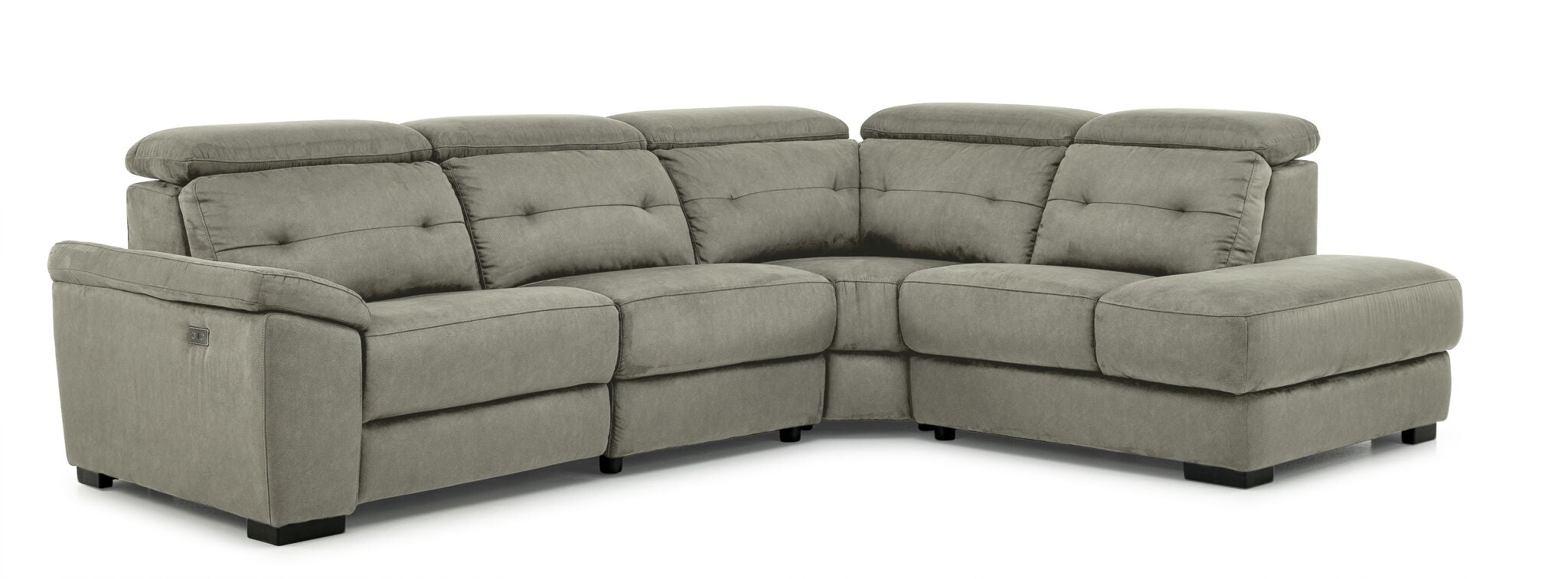Colorado 4-Piece Power Reclining Sectional Sofa with Right Facing Chaise in Silver | Modern Living Room Furniture for Home Theater & Family Gatherings