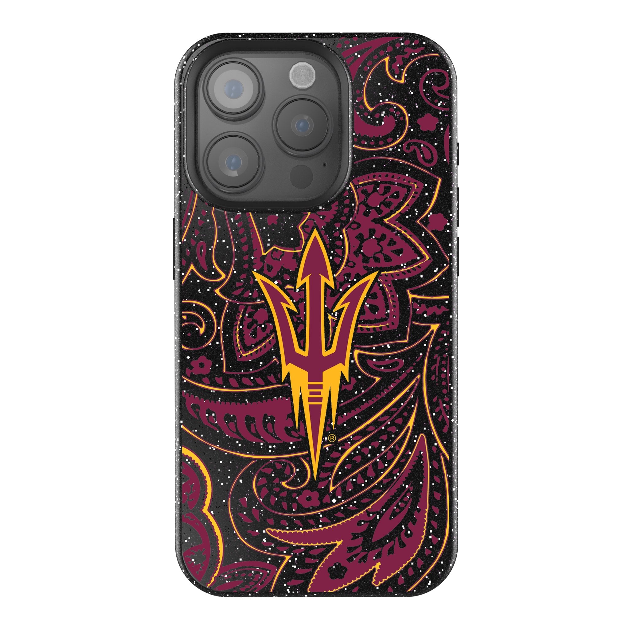 Arizona State University Sun Devils Paisley Bling Phone Case for iPhone & Samsung - Stylish Glitter Design for College Fans & Game Day