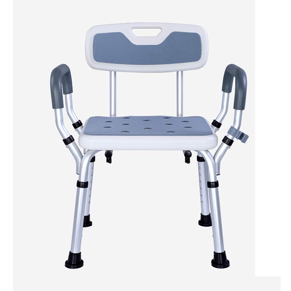NMDCDH Adjustable Shower Chair for Elderly & Disabled Adults - Non-Slip Bath Seat with Arms & Back Support - Extra Wide 180kg Capacity - White (Ideal for Safe Bathing & Elderly Care)