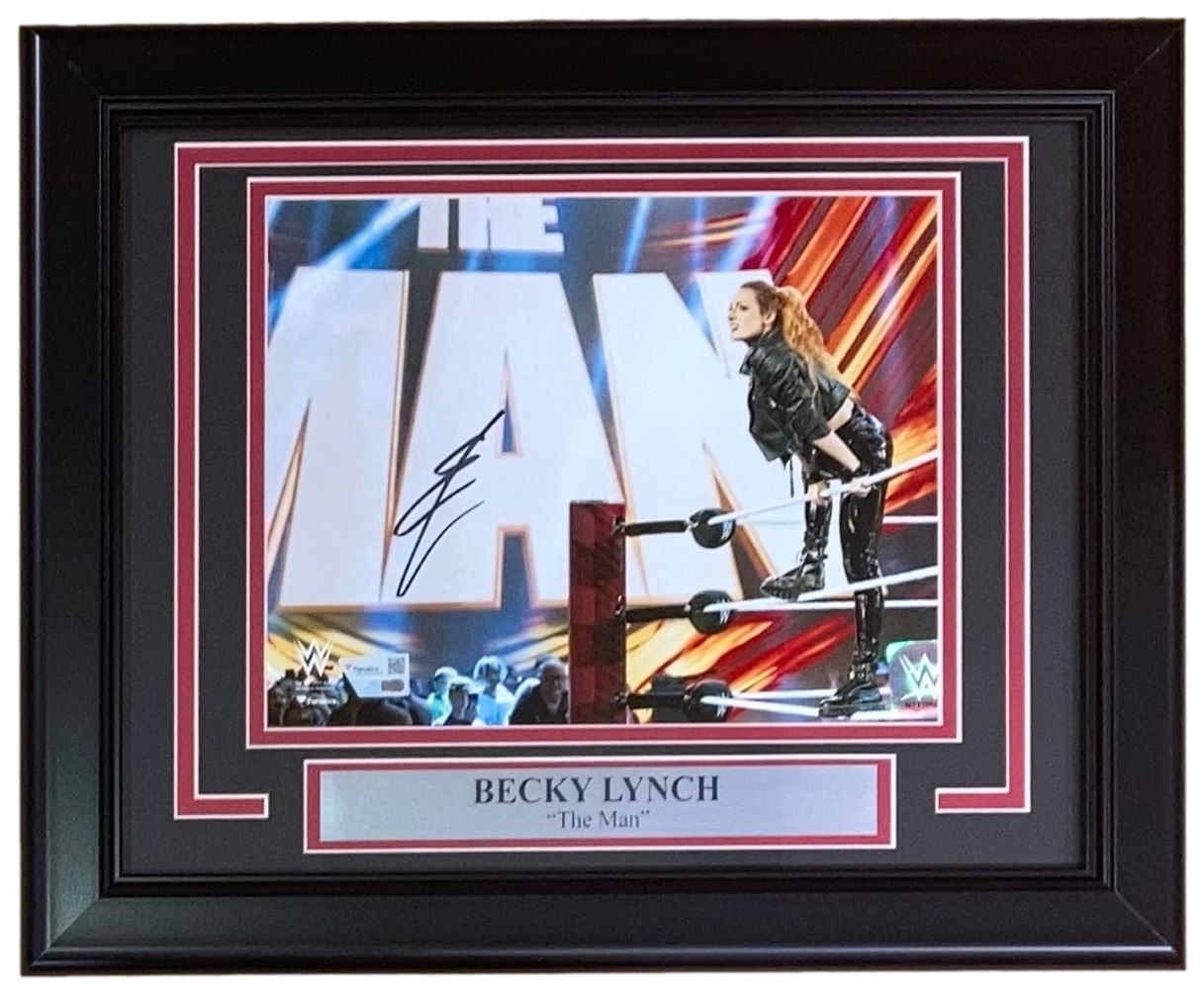 Becky Lynch Autographed WWE 8x10 Photo - Framed Collectible Memorabilia for Wrestling Fans - Perfect for Home, Office, or Man Cave Decor