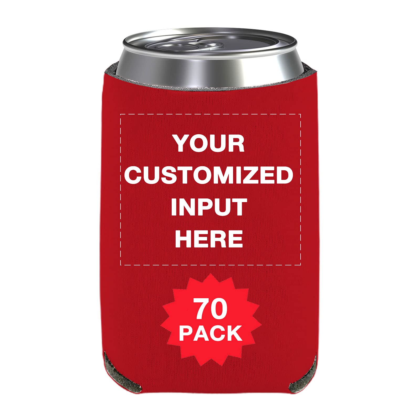 Custom Printed Can Sleeves 70 Pack - Personalized Beer Coolers with Photo/Logo - Bulk Insulated Beverage Sleeves for Weddings, Fishing, Picnics & Outdoor Parties - Keep Drinks Cold at BBQs, Tailgates & Events