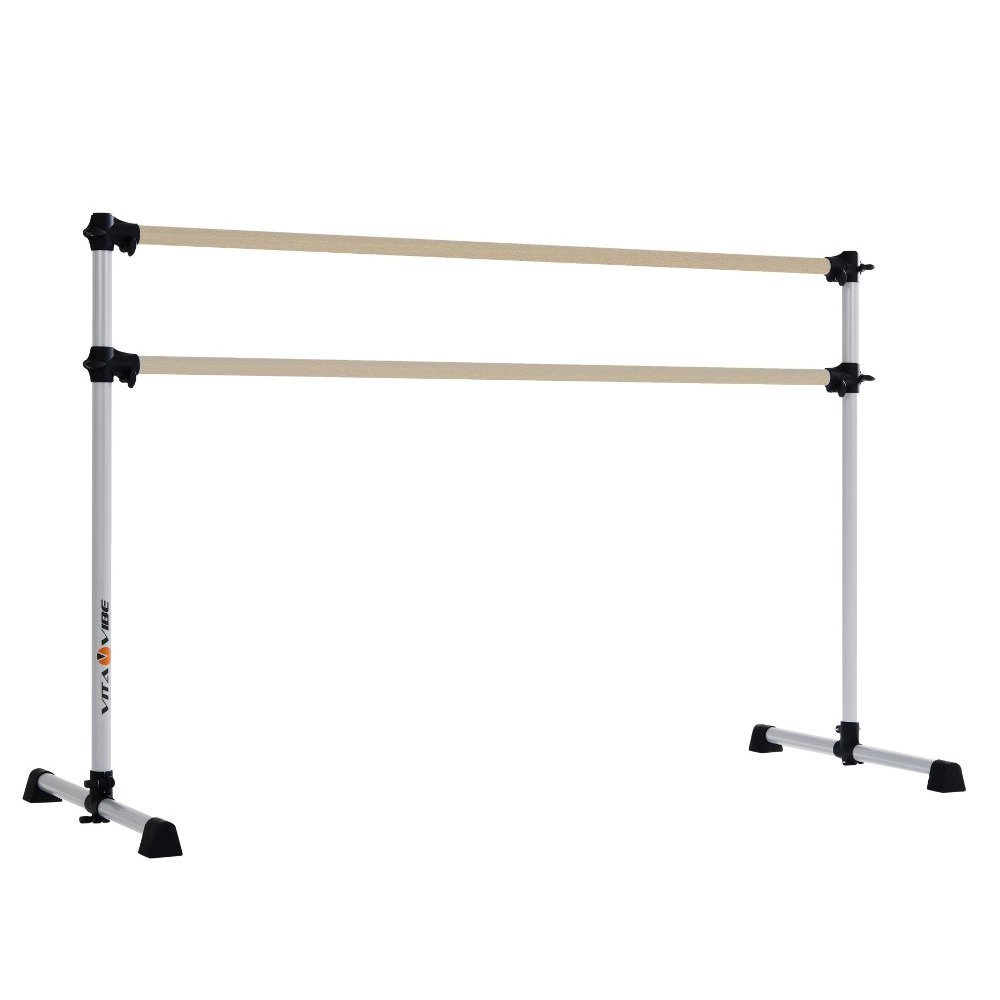 VITA Barre Portable Freestanding Double Ballet Barre - Adjustable Height Wooden Dance Bar for Home & Gym | USA Made Exercise Equipment for Kids & Adults | Perfect for Ballet Training, Stretching, Pilates & Fitness Workouts