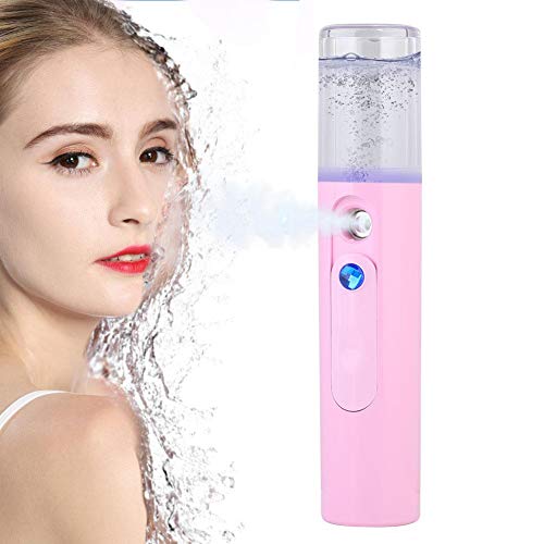 USB Rechargeable 25ml Nano Facial Spray - Portable Handheld Facial Humidifier & Skin Care Mist Steamer - Cool Nano Mist Fogger for Dry Skin & Makeup Setting - Perfect for Travel, Office & Home Use (Pink)