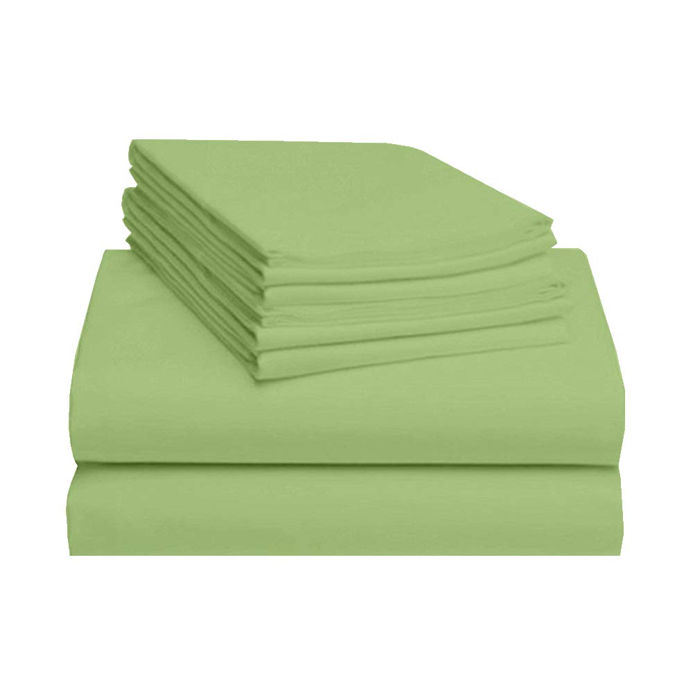5 Piece Split King Sheets Set for Adjustable Bed - 19 Inch Deep Pocket Twin XL Fitted Sheet - 400 Thread Count 100% Cotton Bedding - Sage Green Solid Color - Perfect for Adjustable Beds, Guest Rooms & Master Bedrooms