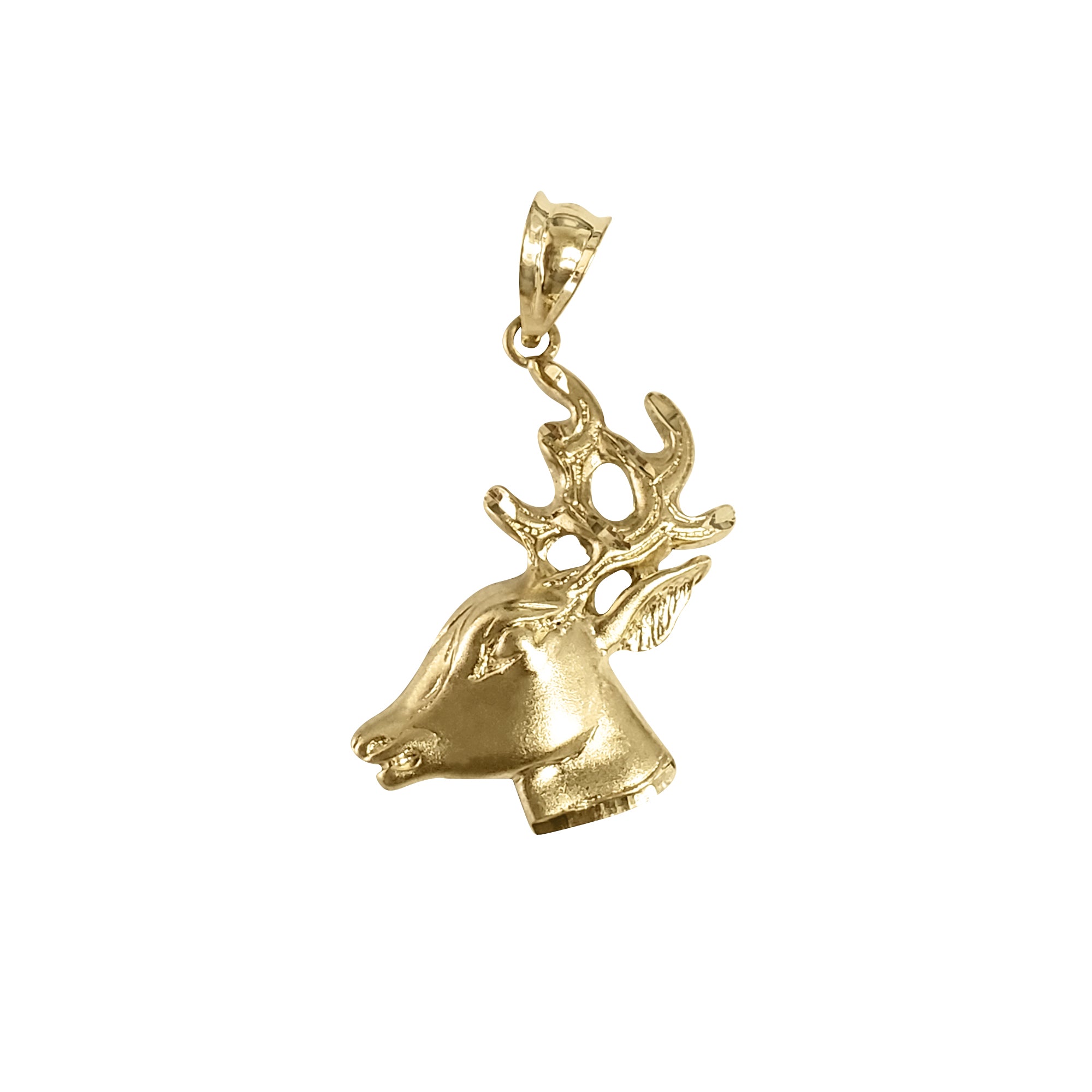 14K Yellow Gold Deer Head Necklace with Diamond Cuts - Elegant Jewelry for Women, Perfect Gift for Birthday, Anniversary & Valentine's Day