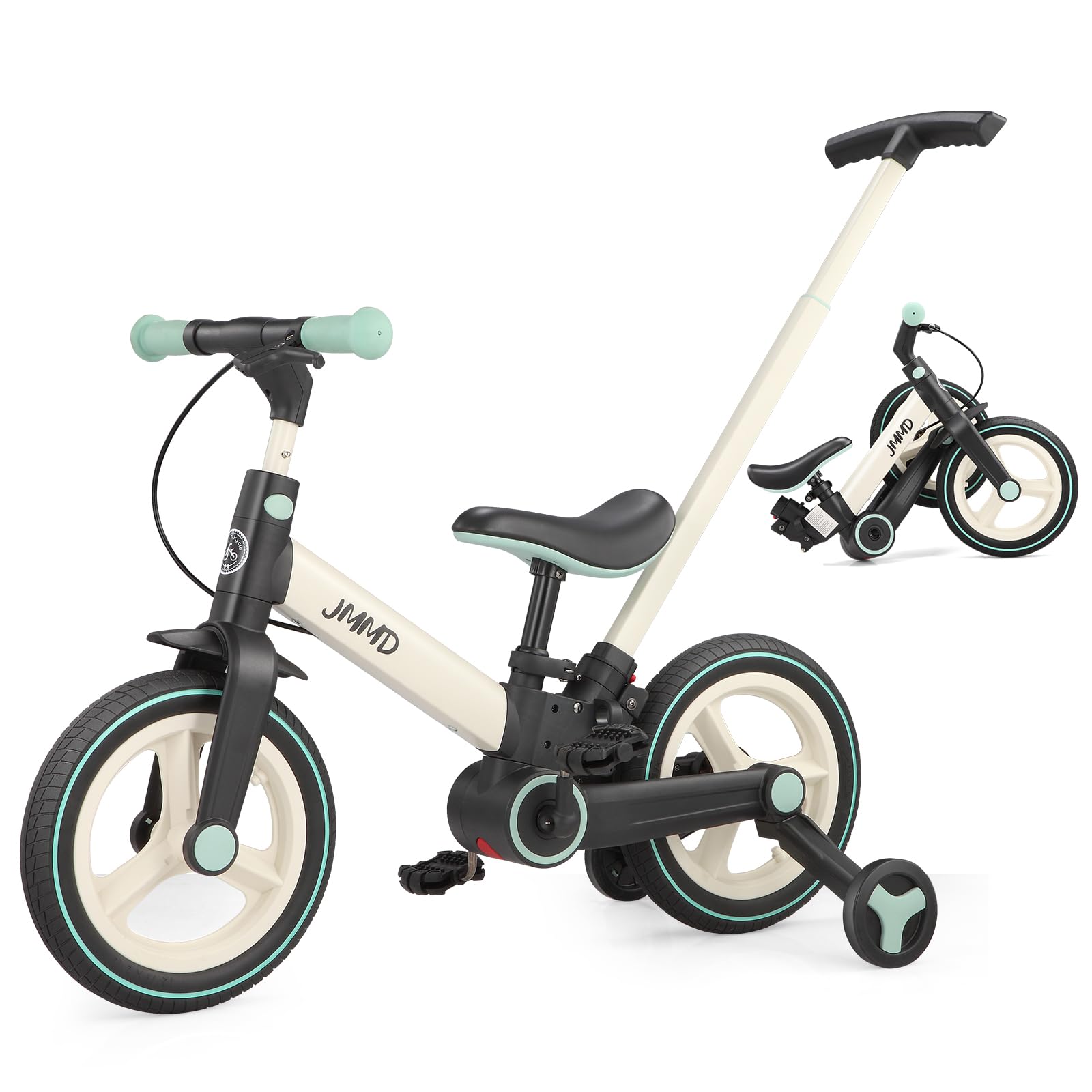 **JMMD 6-in-1 Foldable Toddler Bike with Push Handle, Training Wheels & Pedals – Adjustable Balance Bike for Kids 18-60 Months – Perfect Gift for Boys & Girls – Ideal for Indoor Play, Outdoor Learning & First Ride Adventures**