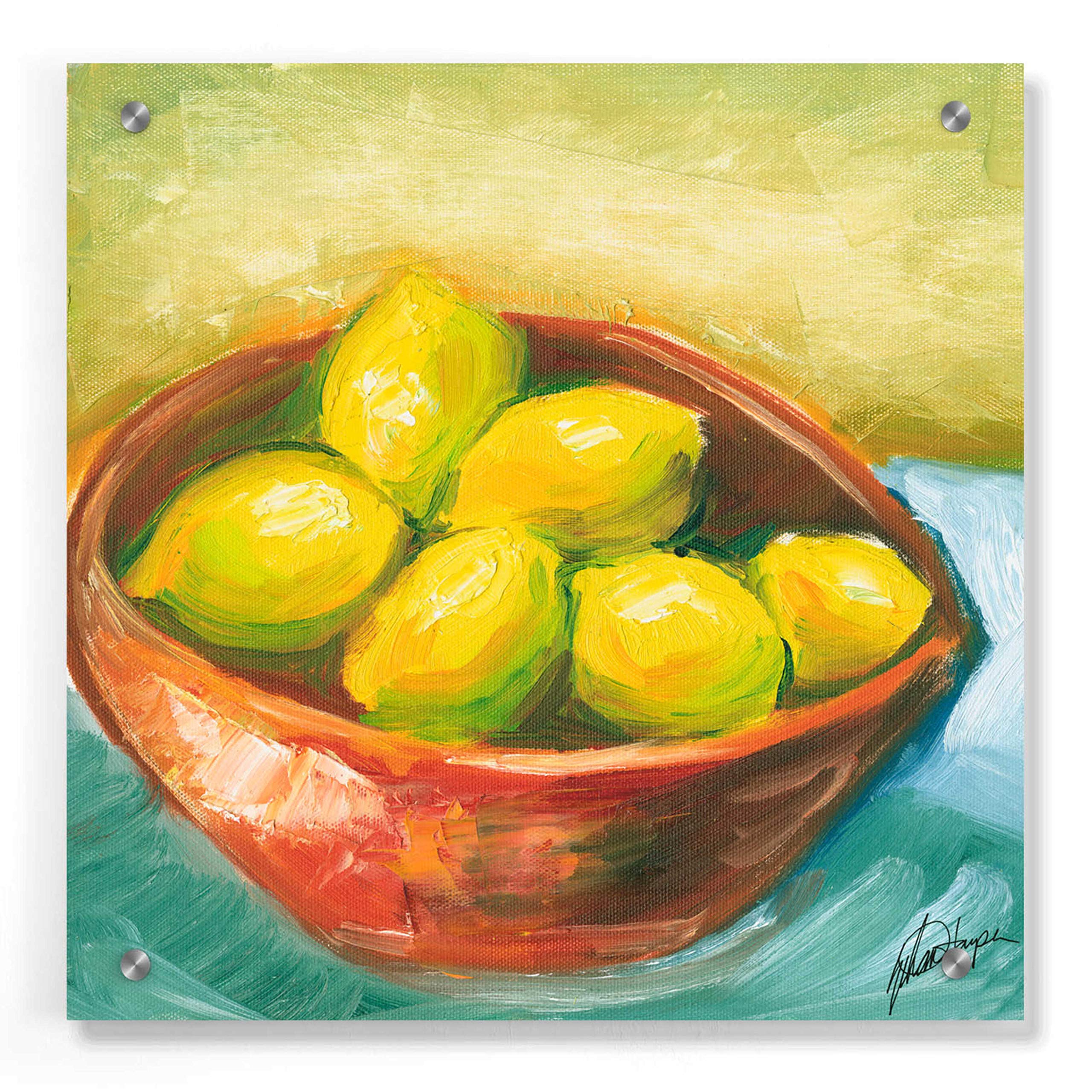 Ethan Harper 'Bowl of Fruit IV' Acrylic Glass Wall Art - 36x36 Inch Modern Canvas Painting for Living Room, Dining Room & Office Decor