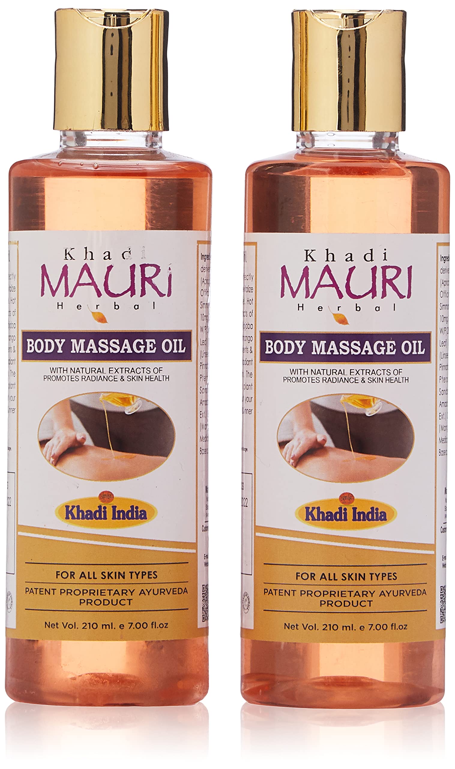 Khadi Mauri Ayurvedic Body Massage Oil for Relaxation & Pain Relief - 2 Pack (420ml) | Perfect for Spa, Yoga & Post-Workout Recovery