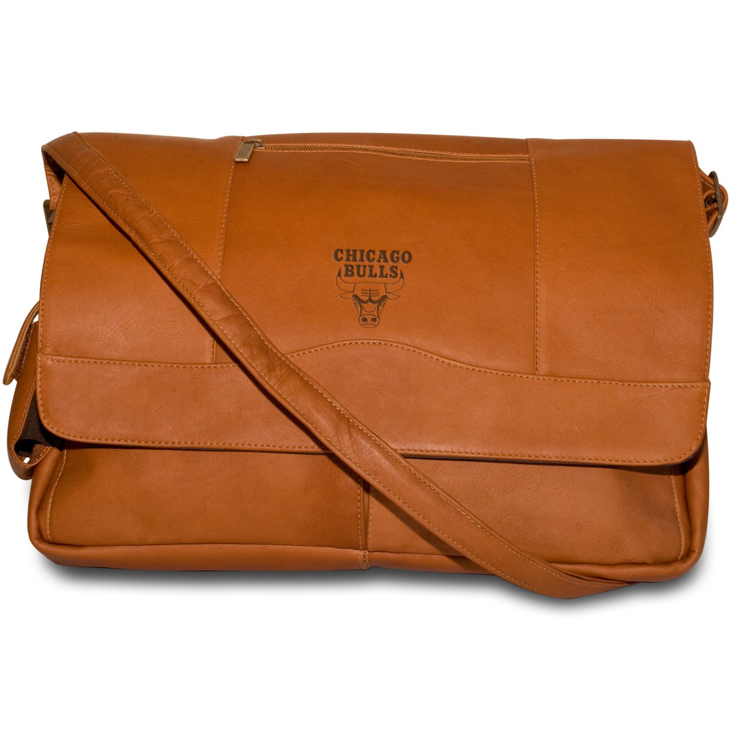 Chicago Bulls NBA Genuine Leather Laptop Messenger Bag for Men - Perfect for Work, Travel & School - Fits 15.6 Inch Laptop & Accessories