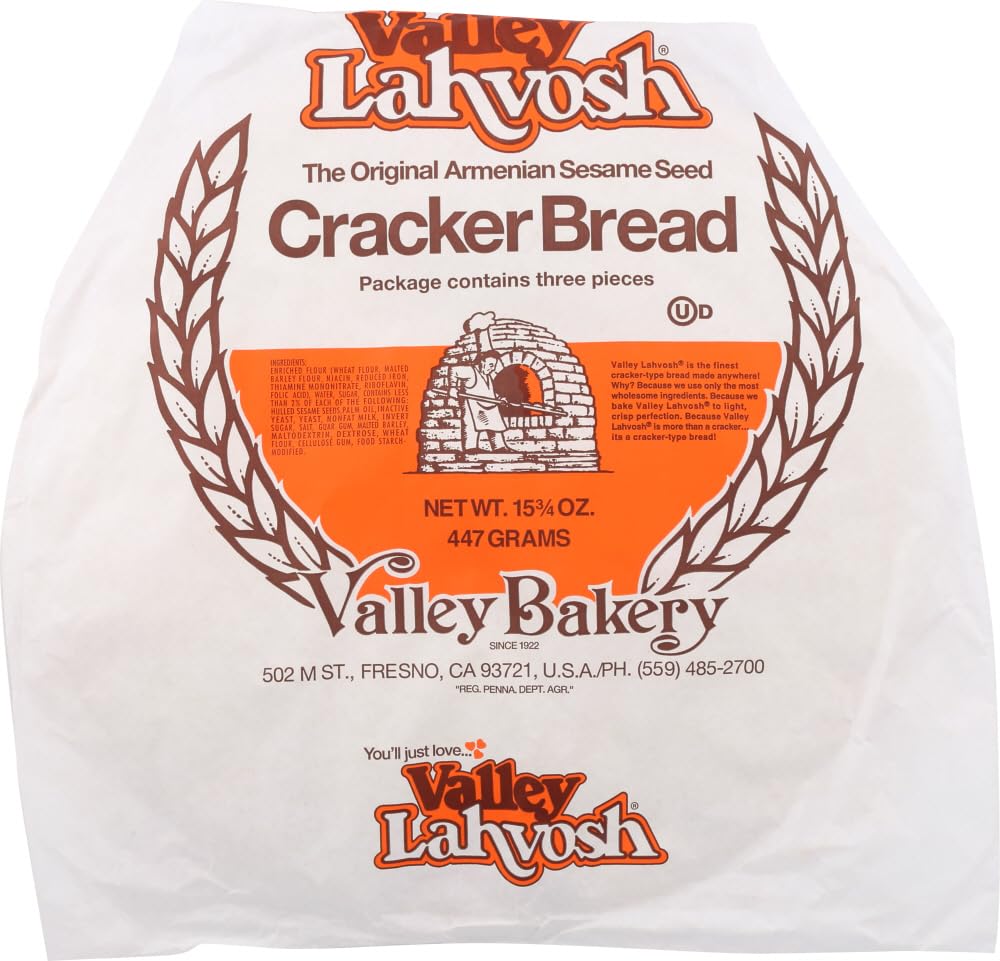 Valley Lahvosh Original 15 Inch Round Crackerbread - 15.75 Oz (7 Pack) | Crispy Armenian Flatbread for Charcuterie Boards, Cheese Platters & Party Snacking