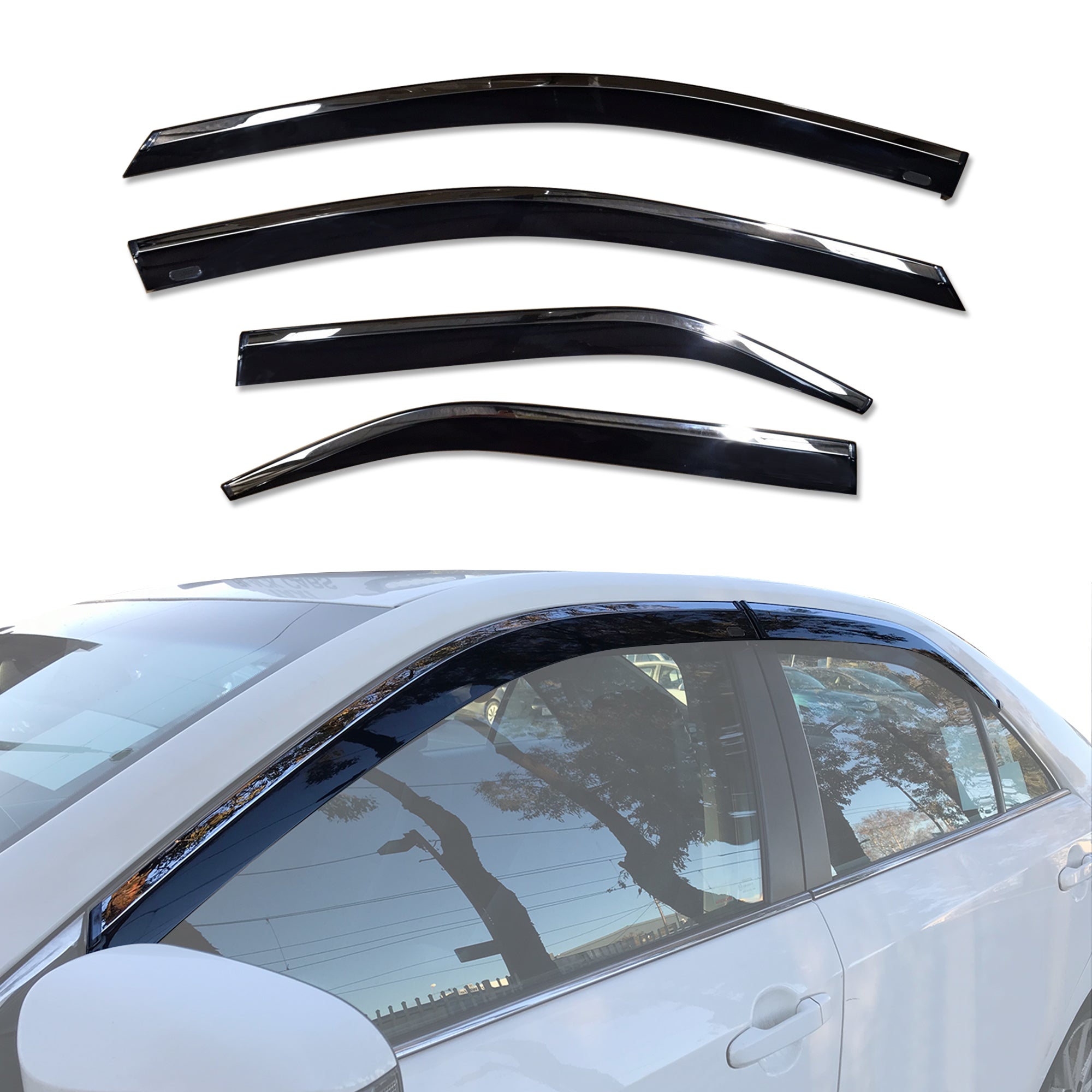 Stainless Steel Window Visors & Rain Guards for Toyota Aurion 2012-2017 - Perfect for All-Weather Protection & Style Enhancement
