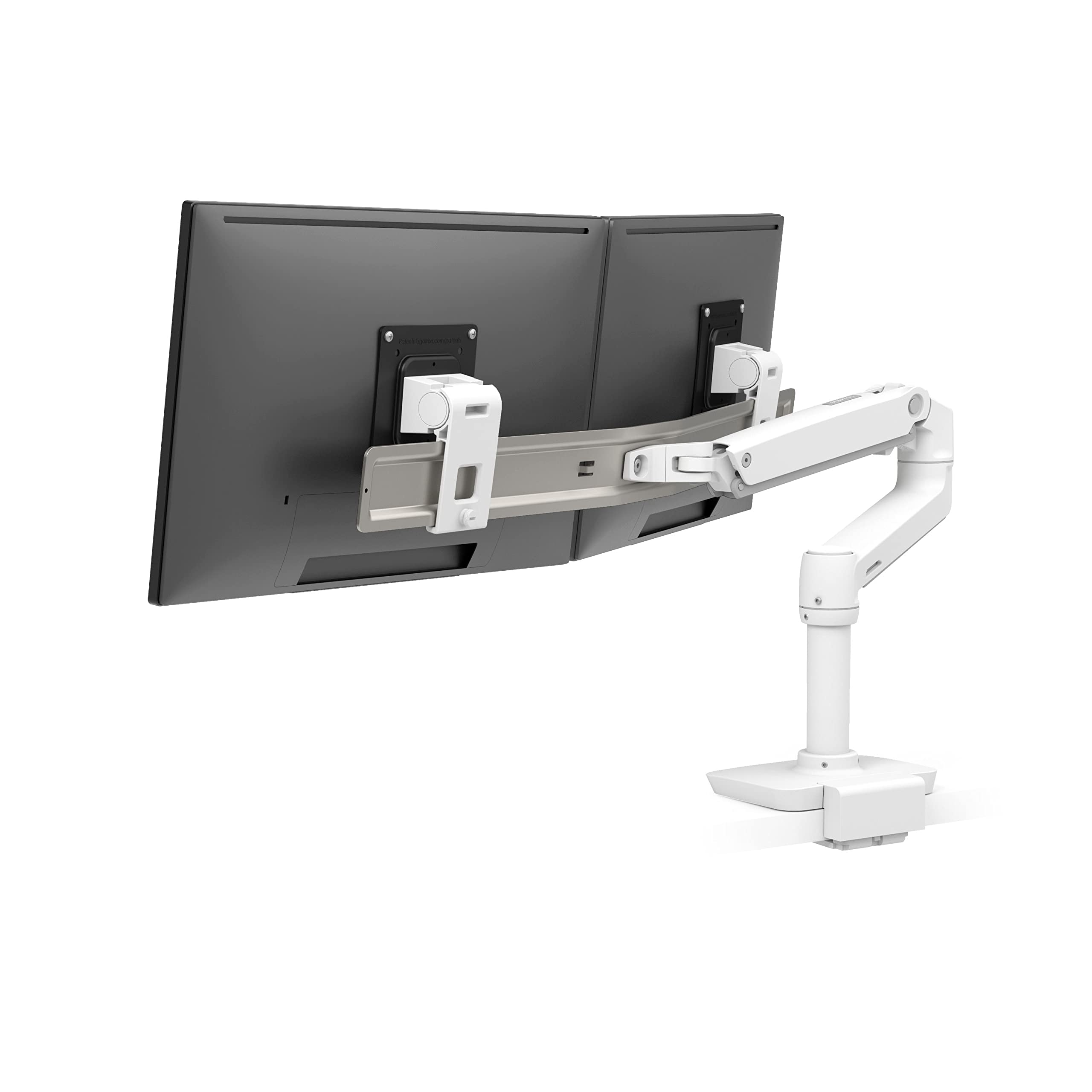 Ergotron LX Dual Monitor Arm - VESA Desk Mount for 2 Screens up to 25 Inches (2-11 lbs Each) - Low Profile Clamp, White - Perfect for Home Office & Gaming Setup
