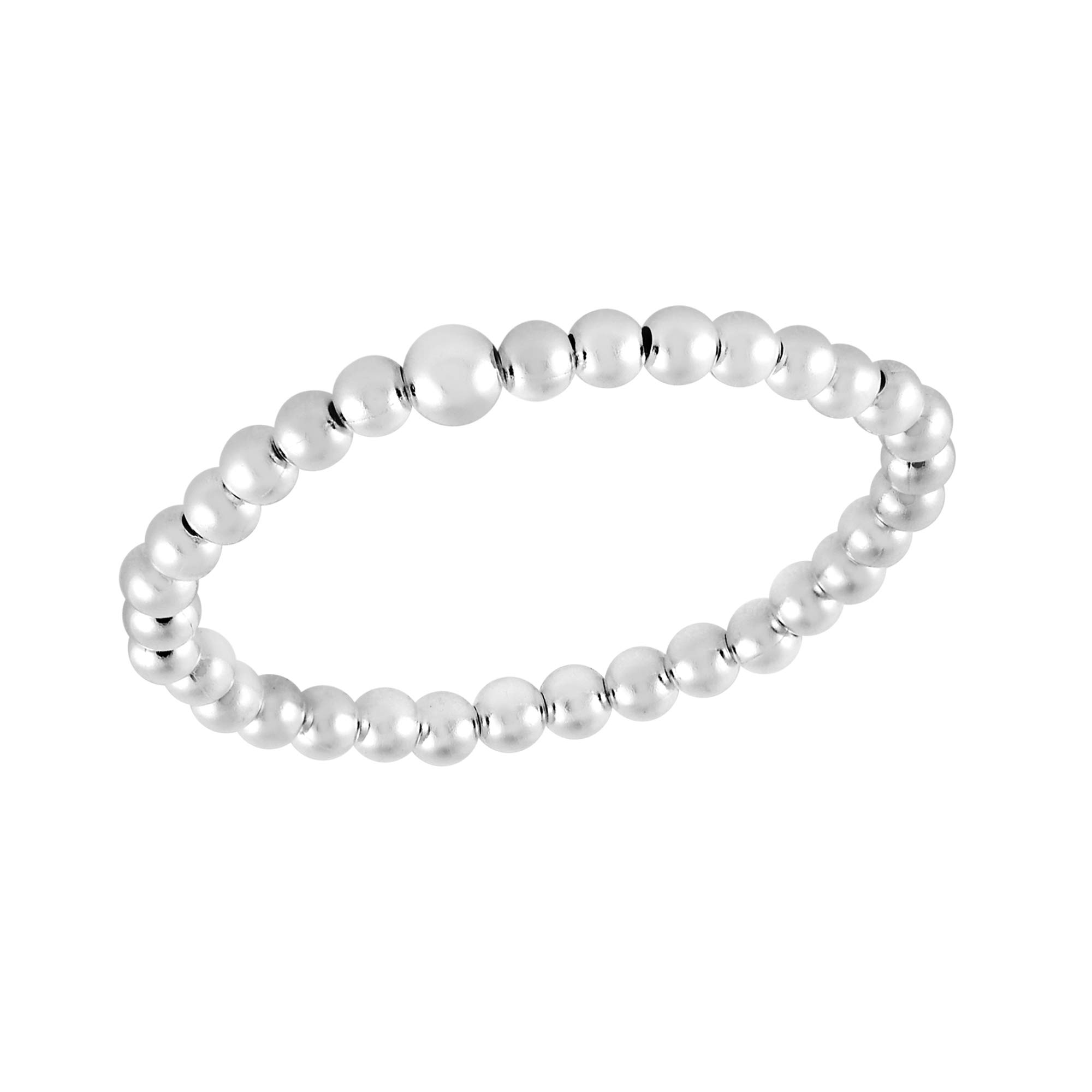 AeraVida .925 Sterling Silver Linked Spheres Beaded Elastic Ring for Women - Dainty Wedding, Promise & Fashion Rings Sizes 6-9 | Perfect for Everyday Wear, Special Occasions & Gift Giving