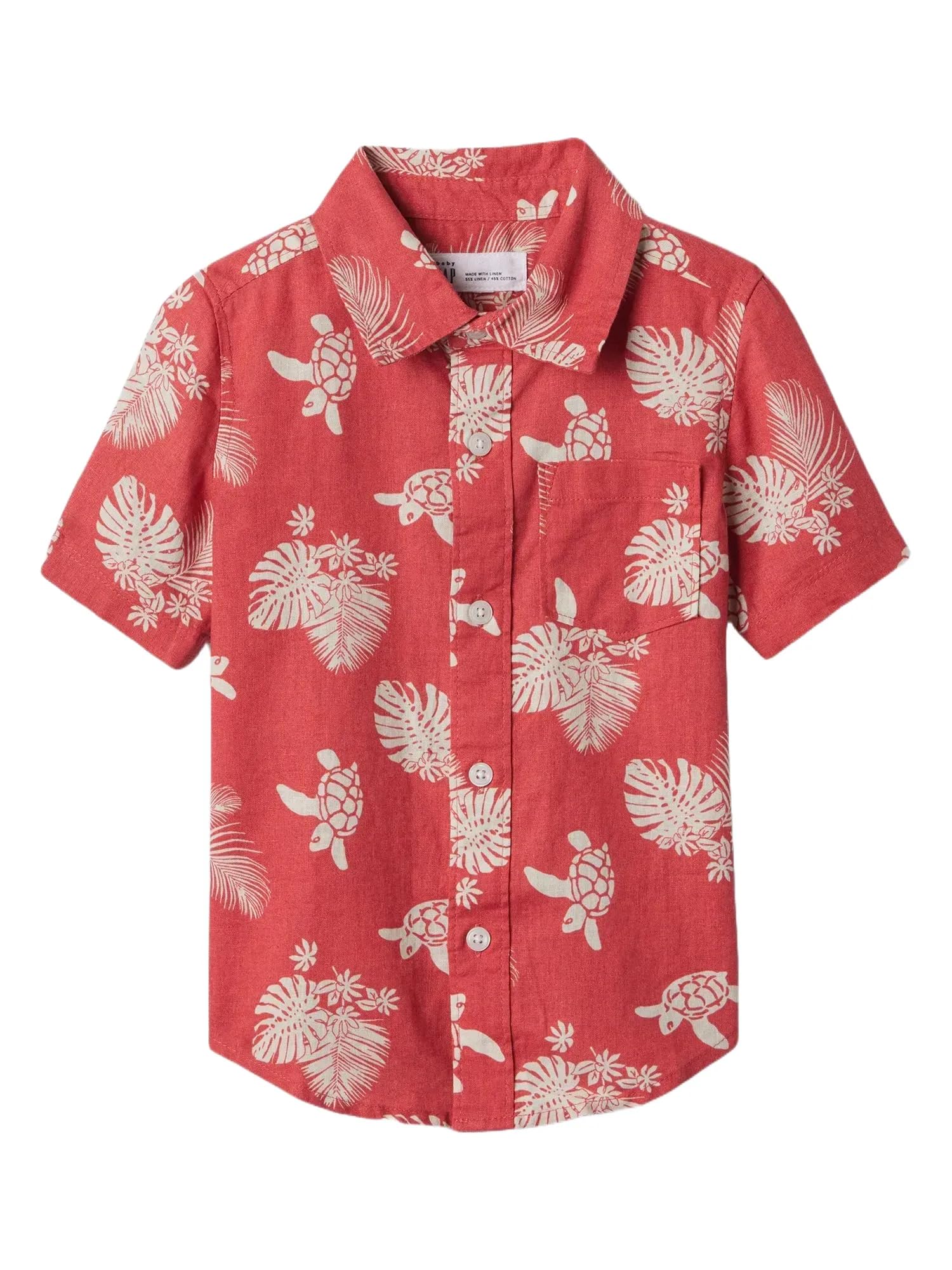 GAP Baby Boys' Short Sleeve Woven Shirt - Soft Cotton Casual Tee for Toddlers, Playtime & Everyday Outfits
