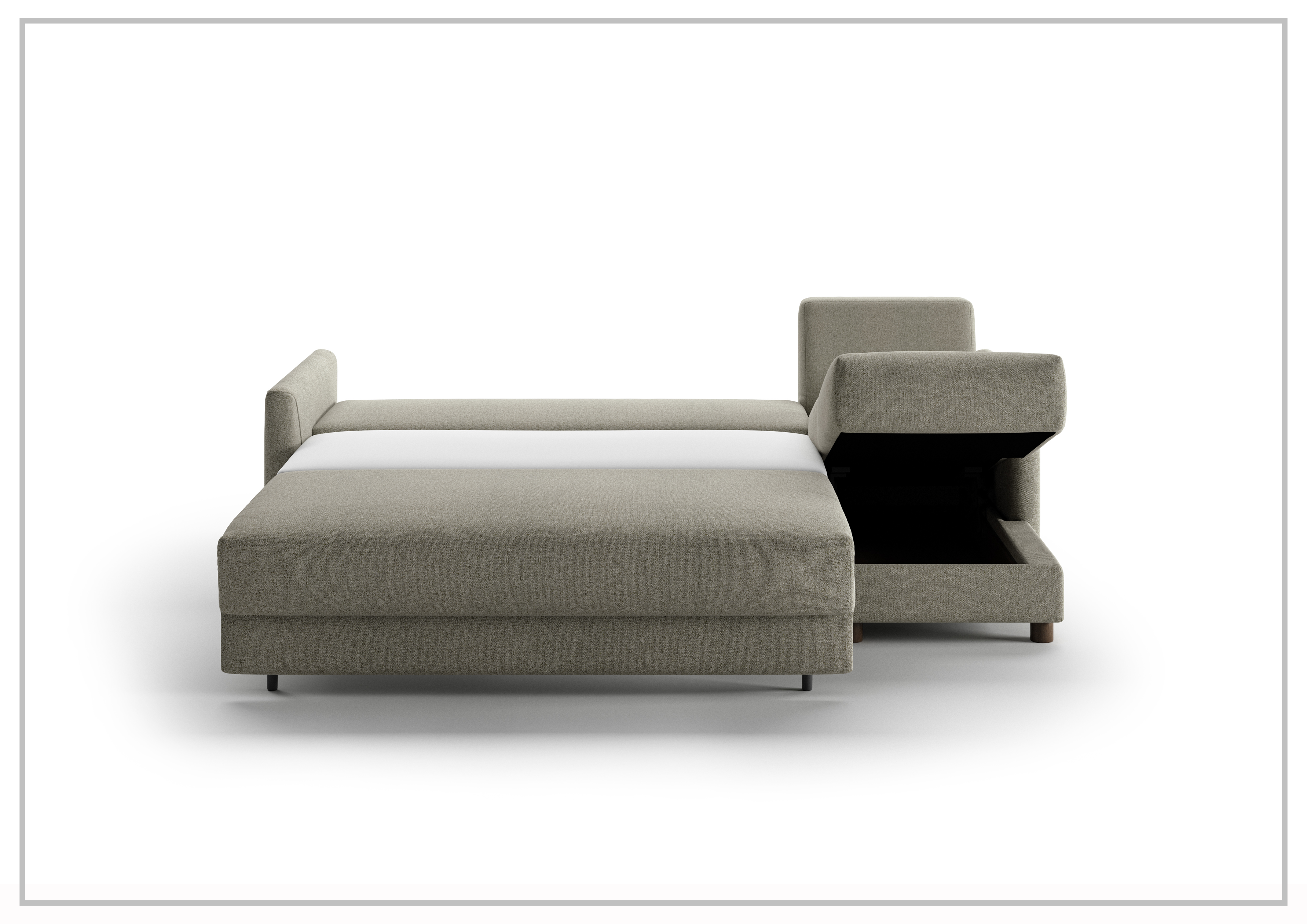 Luonto Pint 3-Seater L-Shaped Fabric Sectional Sleeper Sofa Bed with Storage | Modern Convertible Couch for Small Spaces | Perfect for Living Room, Apartment & Guest Room (Gray)
