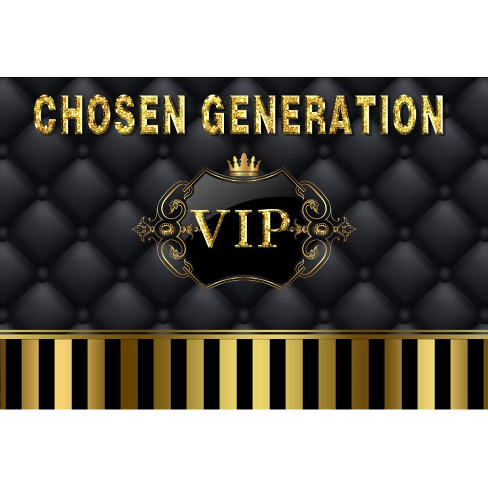 Leyiyi 6x4ft Premium Black & Gold Vinyl Photography Backdrop - VIP Event, Newborn Baby Shower, Photo Booth & Studio Background - Durable Party Decor for Weddings, Birthdays & Special Occasions