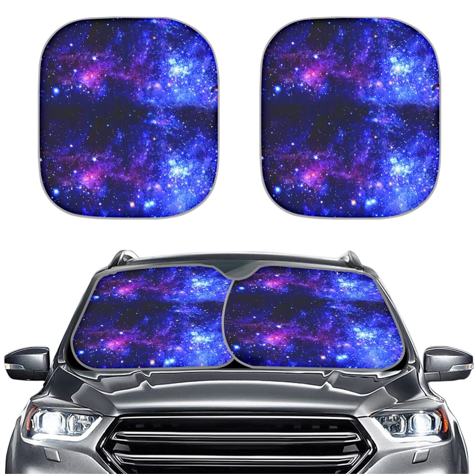 Starry Night Car Sunshades Set of 2 - UV Protection Windshield Sun Shades for SUV, Sedan, Van & Truck | Perfect for Road Trips, Parking & Summer Heat Protection