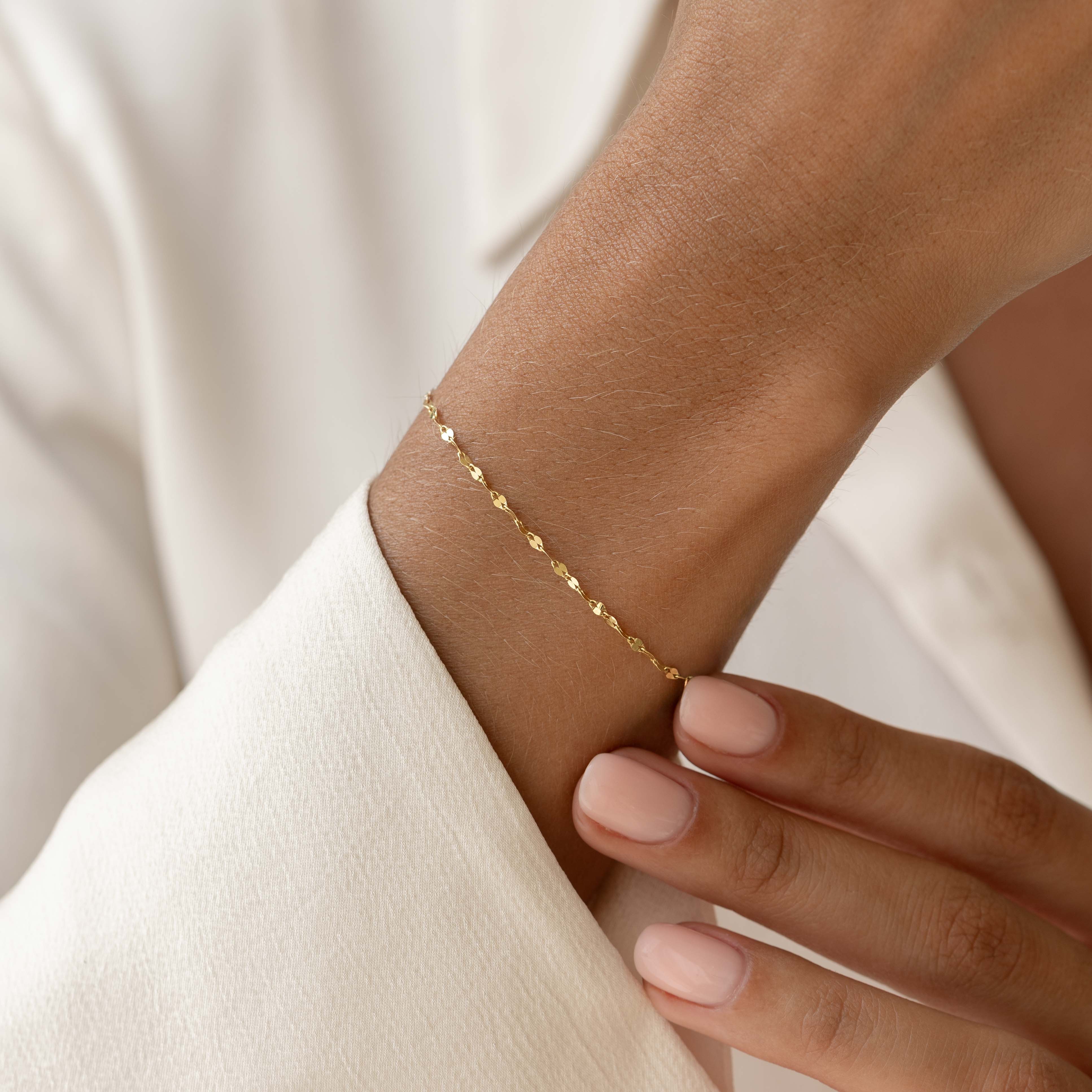 14k Gold Petal Chain Bracelet - Elegant Floral Jewelry for Women | Perfect for Weddings, Anniversaries & Everyday Wear