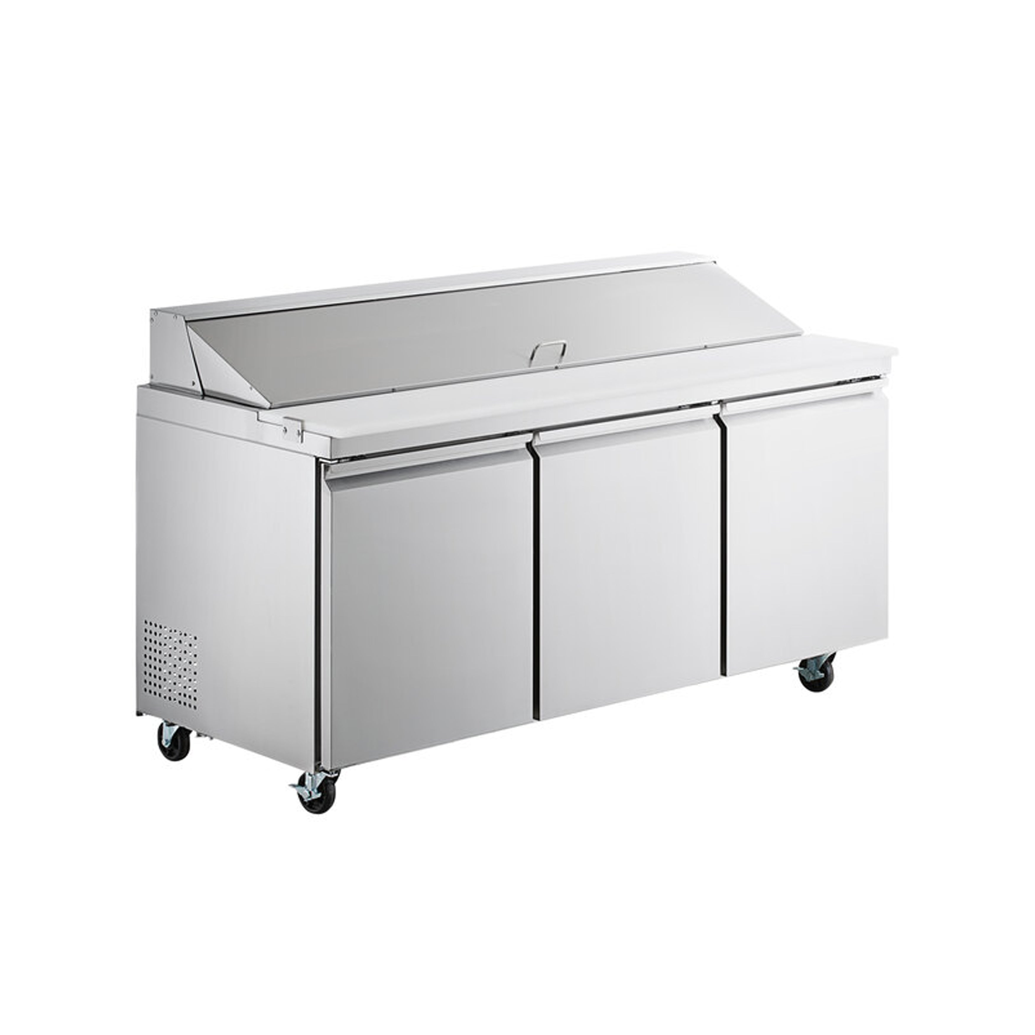 Commercial 70 Sandwich Prep Table with 3-Door Stainless Steel Refrigerator - 15.5 cu.ft Capacity | Chef AAA SS PT 70 HC | Ideal for Delis, Restaurants & Catering Businesses