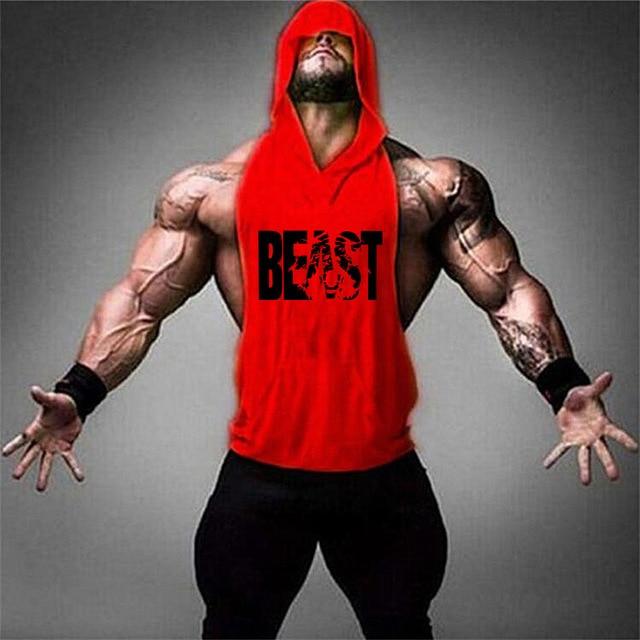 Beast Workout Sleeveless Hoodie for Men - Gym & Streetwear - Lightweight Breathable Athletic Pullover for Training & Running