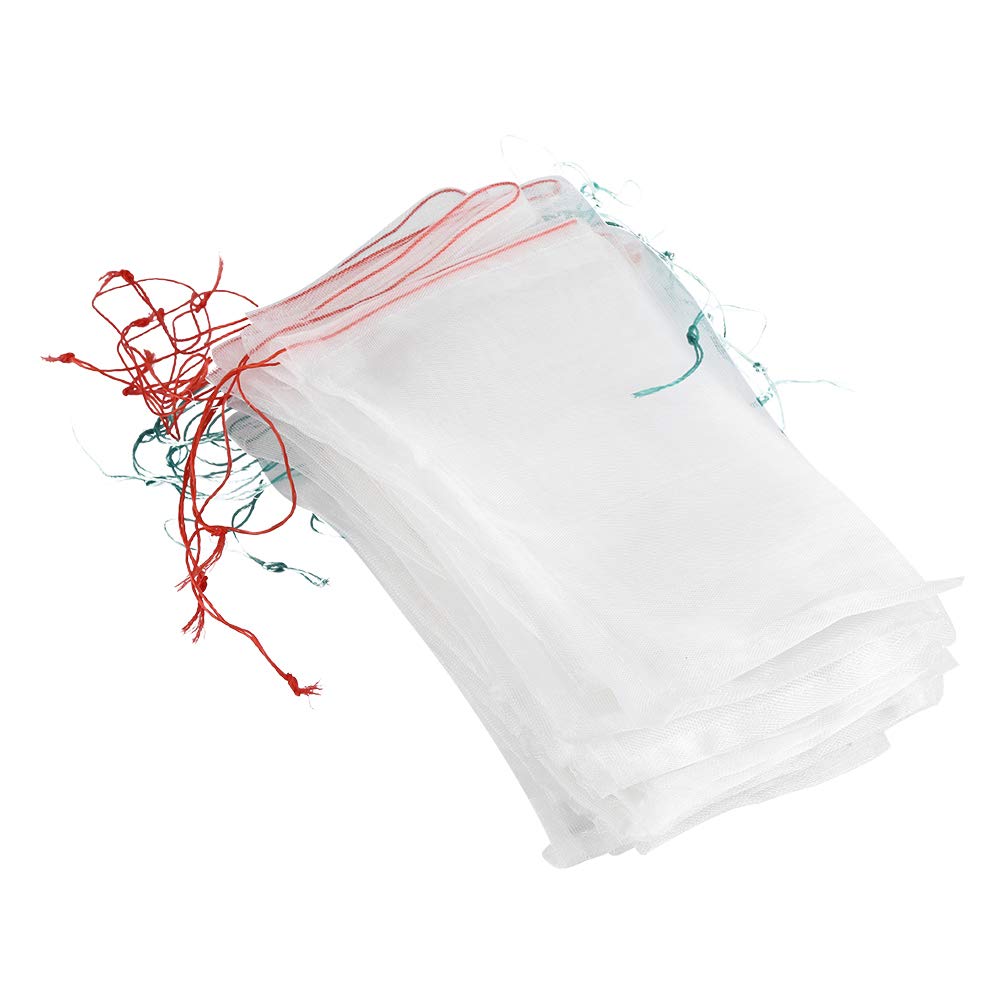 Haofy 50Pcs Reusable Plant Protection Bags with Drawstring - Fruit & Vegetable Mesh Net Covers (25x15cm) for Garden, Orchard & Greenhouse Use