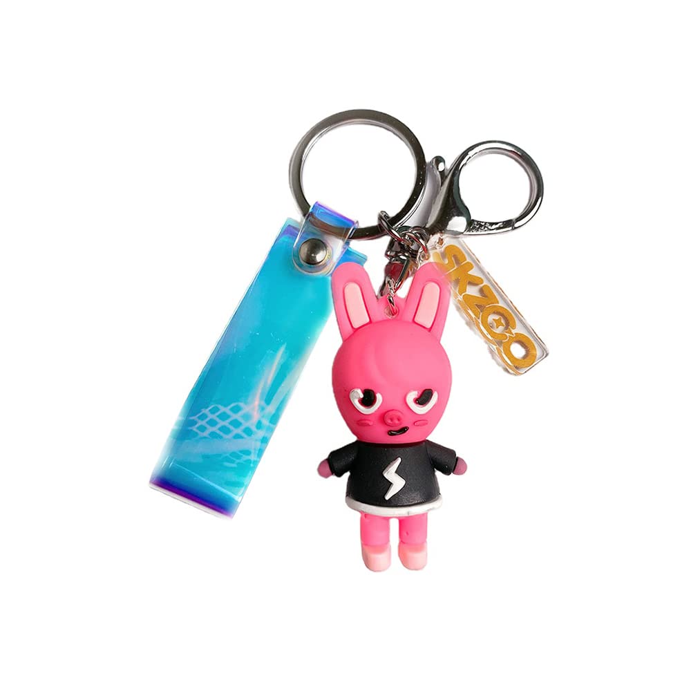 Stray Kids SKZOO Official Silicone Doll Keychain Set with Laser Lanyard - Kpop Merchandise & Fan Collection for Backpacks, Phone Charms, and Gift Giving