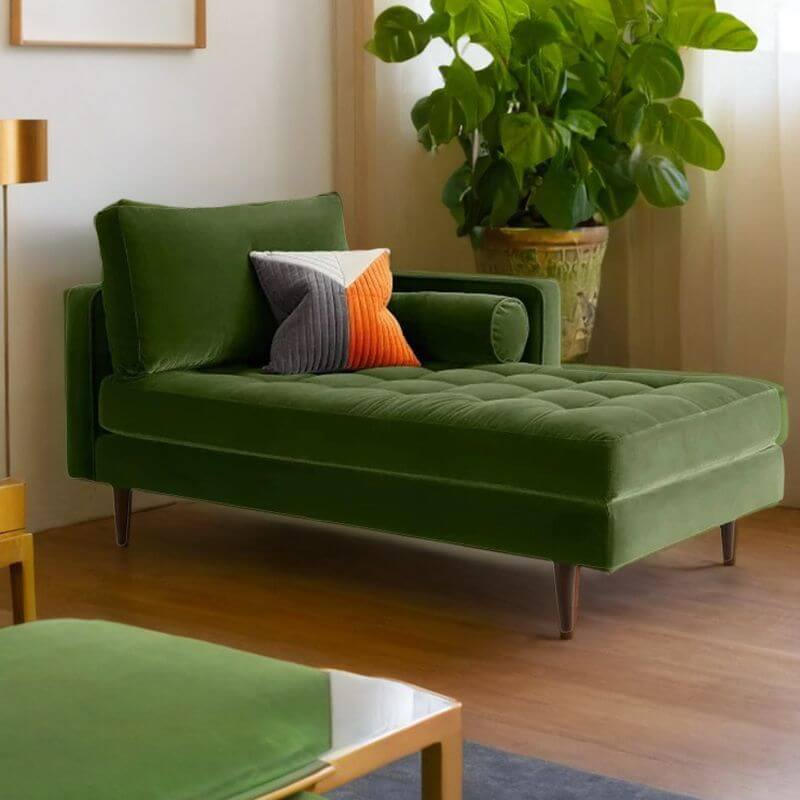 Lime Green Corner Chaise Lounge with 3 Pillows - Detachable Bedroom Sofa for Small Spaces | Perfect for Reading Nook, Guest Room Seating & Apartment Decor