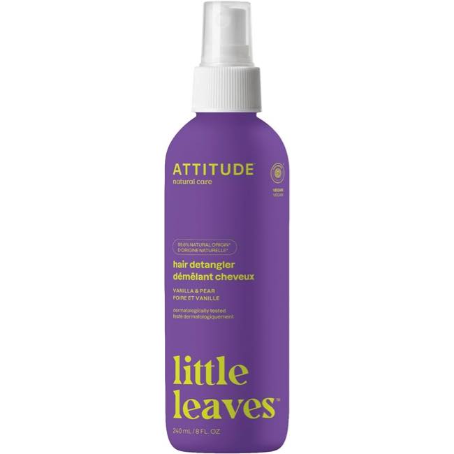 Attitude Little Leaves Hair Detangler - Vanilla & Pear Scent, 240ml | Gentle Kids Detangling Spray for Frizz Control & Easy Brushing | Perfect for Daily Hair Care & Sensitive Scalps
