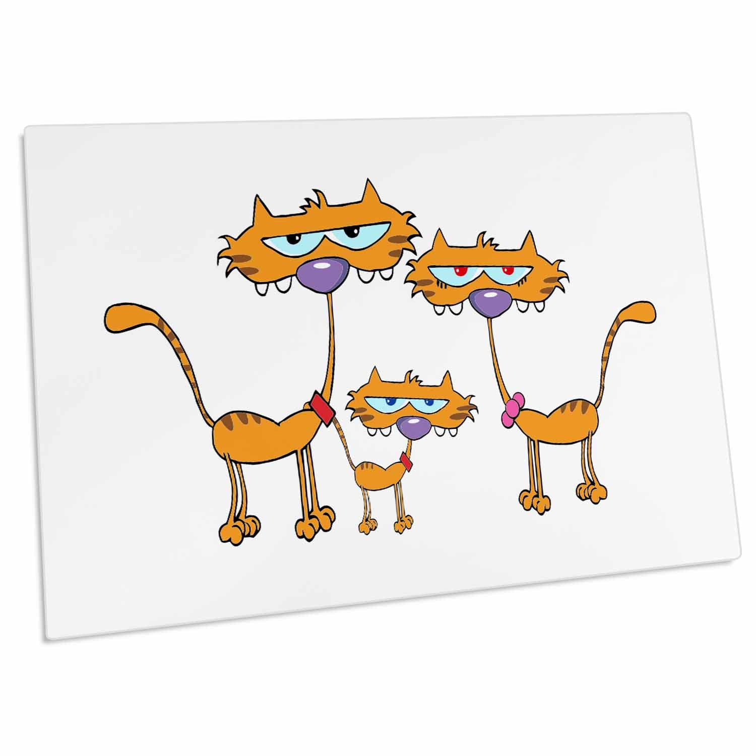 3D Rose Goofy Orange Kitty Cat Family Non-Slip Desk Pad & Place Mats Set (DPD-118726-1) - Cute Kitchen Dining Table Decor for Cat Lovers, Perfect for Home Office or Family Meals