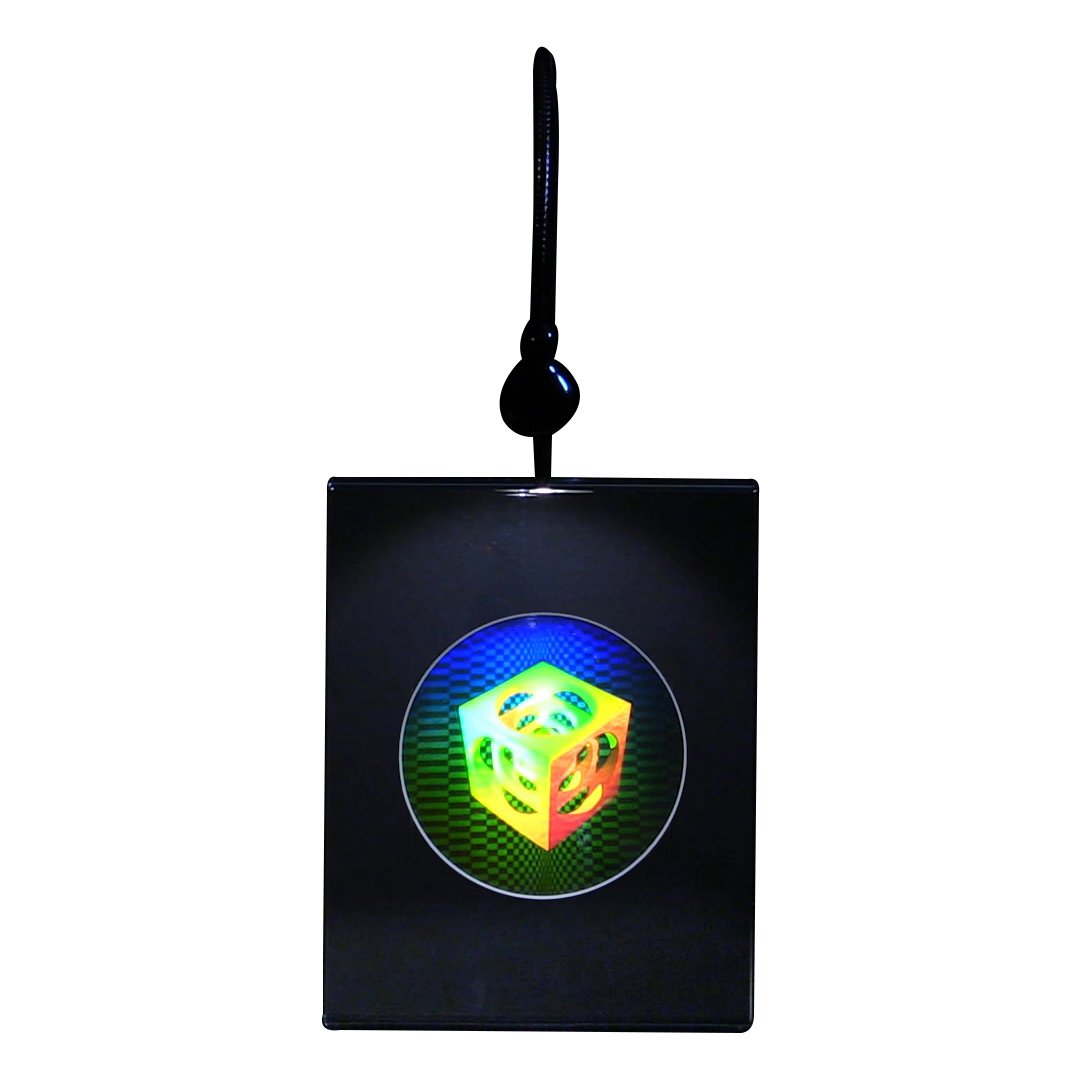 3D Cubes Within Cubes Holographic Picture with LED Lighted Desk Stand - Unique Collectible Embossed Art Film for Home Decor, Office Display & Gift Giving
