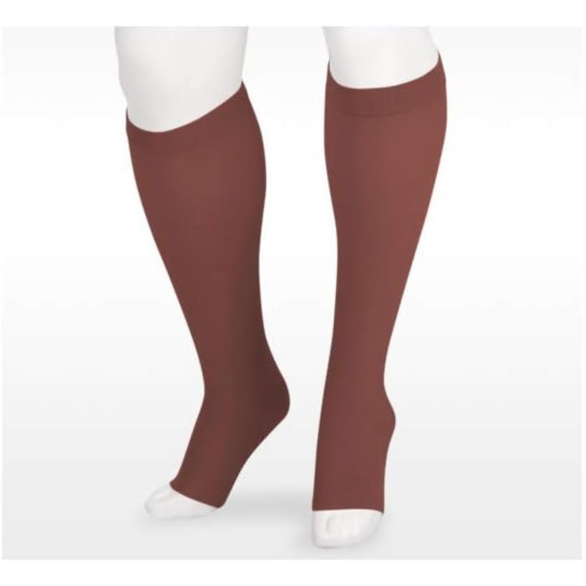 Juzo 2001 20-30mmHg Knee High Open Toe Compression Socks with Silicone Top Band for Women & Men - Chocolate, Size 4 (Regular) - Ideal for Lymphedema, Varicose Veins & Post-Surgery Recovery