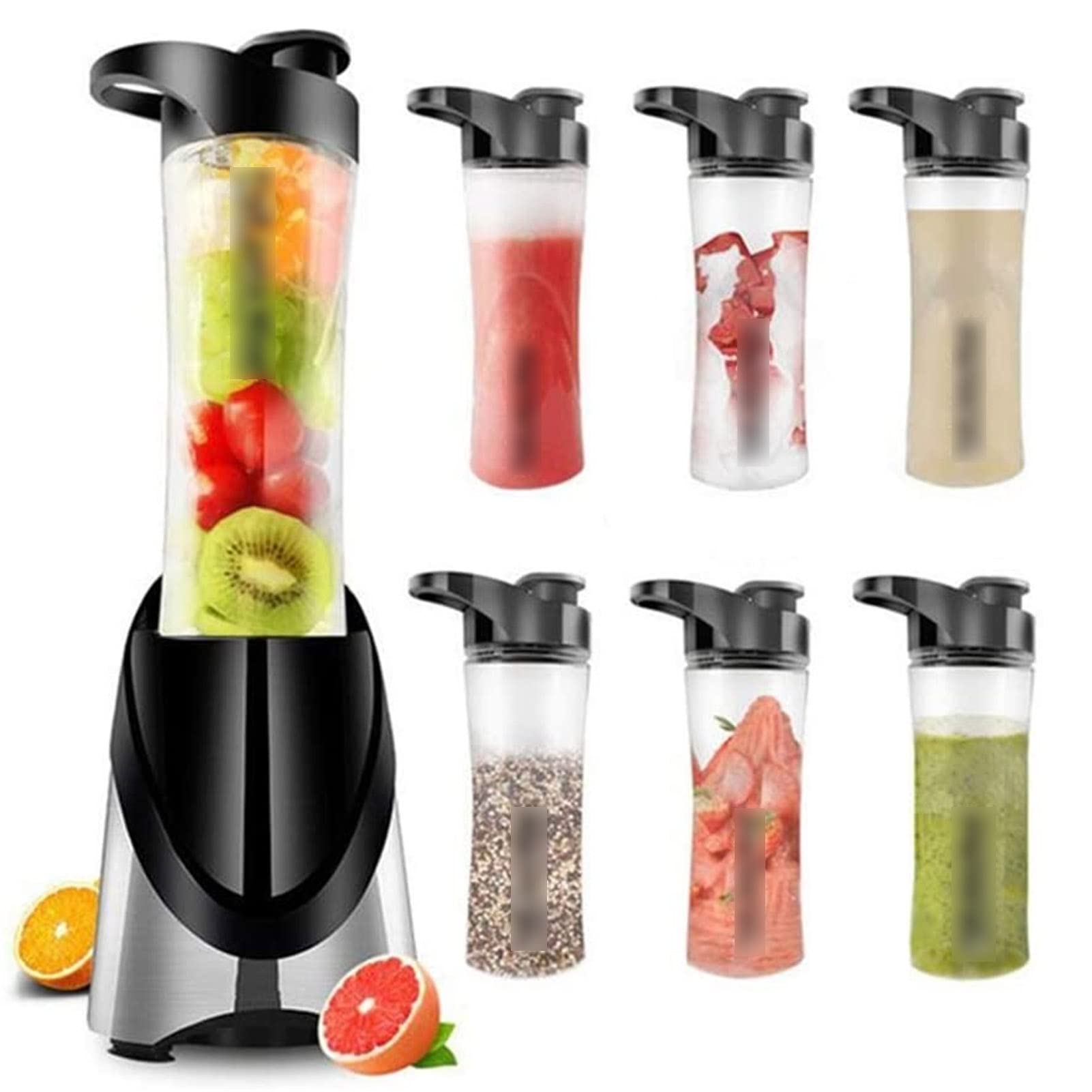 Portable 2-in-1 Juicer Blender with 6 Blades - Rechargeable Travel Smoothie Maker, Double Cup Design for Fruits, Vegetables & Protein Shakes - Perfect for Home, Office, Gym & Outdoor Activities