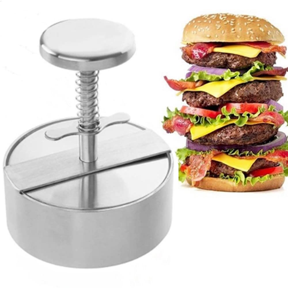 Stainless Steel Adjustable Burger Press - Non Stick Hamburger Patty Maker Mold for Beef, Veggie & BBQ - Perfect for Grilling, Backyard Cookouts & Home Kitchen Use