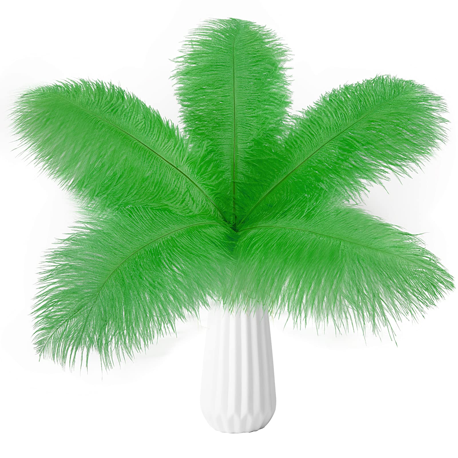 THARAHT 100PCS Natural Ostrich Feathers Bulk 14-16 Inch (35-40cm) - Green | Wedding Centerpieces, Party Decor, Easter Arrangements, Gatsby Theme, Floral Design & Home Decoration | Perfect for DIY Crafts, Costume Accessories, and Event Styling
