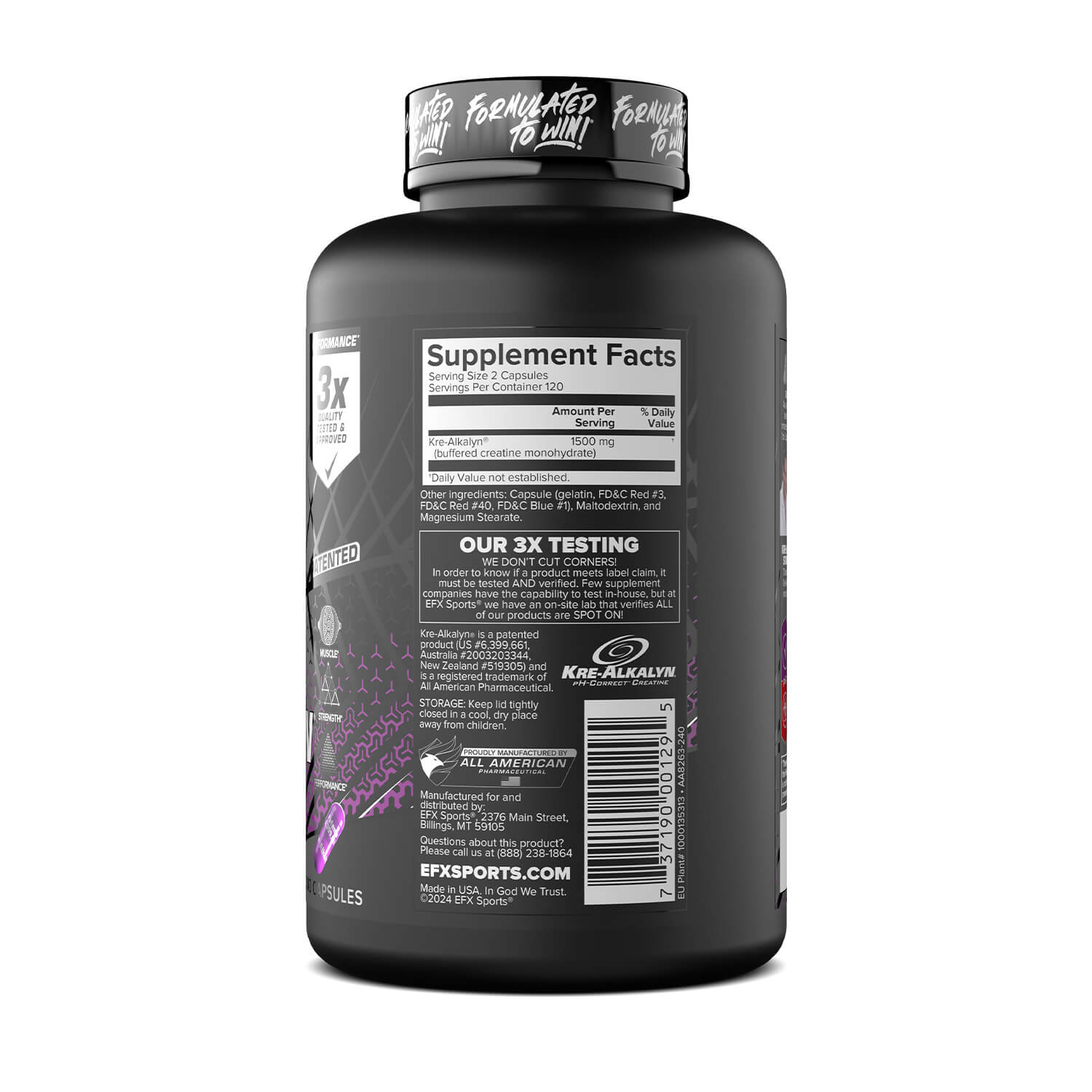 EFX Sports Kre-Alkalyn Creatine Supplement - Premium Muscle Builder for Athletes & Bodybuilders - Supports Strength, Endurance & Recovery - Ideal for Pre-Workout & Post-Workout Use