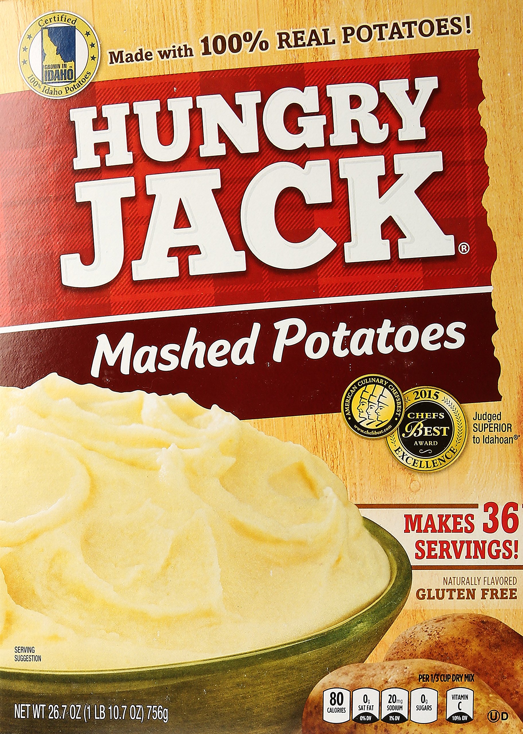 Hungry Jack Instant Mashed Potatoes - 26.7oz Family Size Box, Naturally Flavored, Easy to Prepare, Perfect for Thanksgiving, Family Dinners & Quick Meals