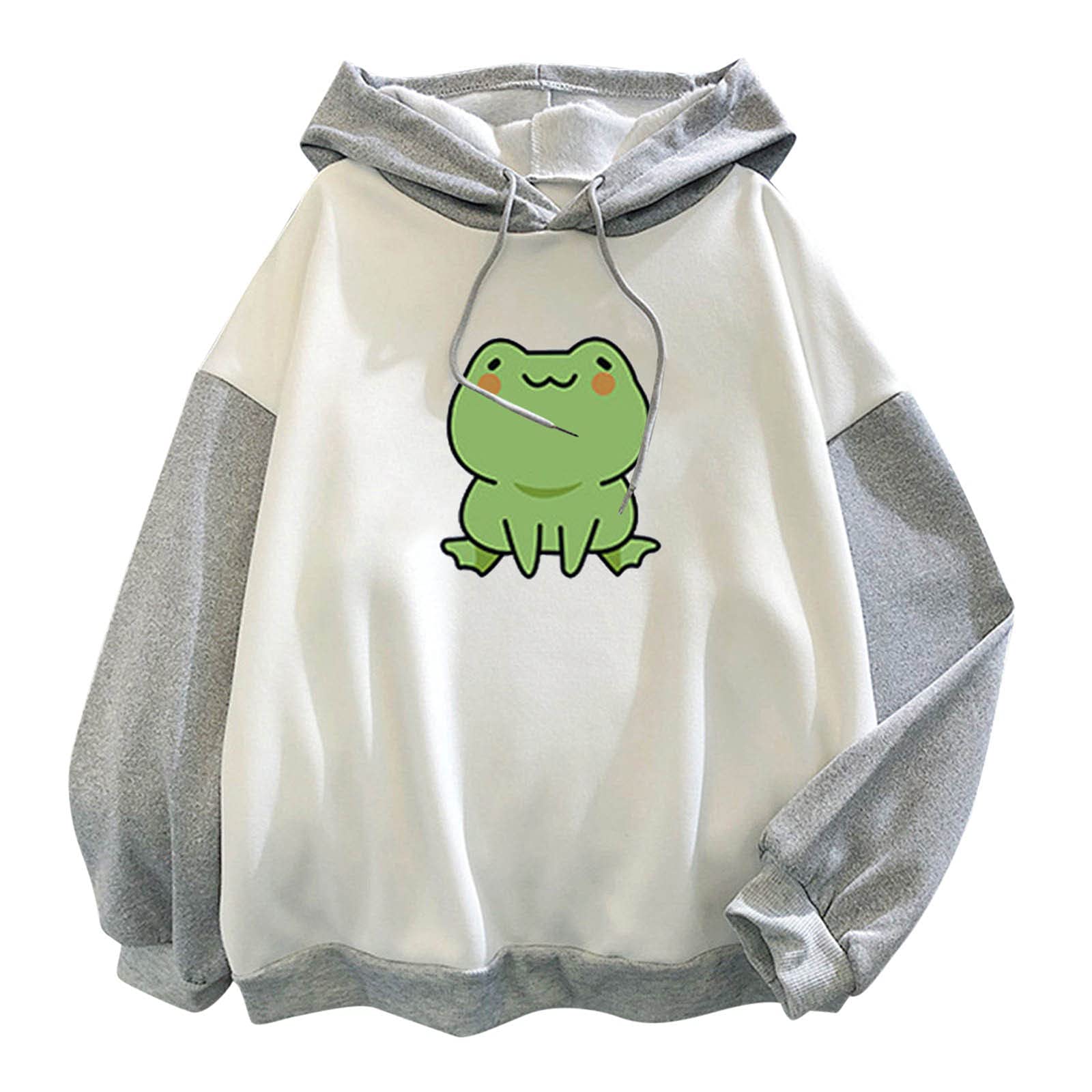 NaRHbrg Women's Cute Frog Hoodie - Soft Loose Pullover Sweatshirt for Teen Girls & Women | Casual Wear, Street Fashion, Cozy Outfit