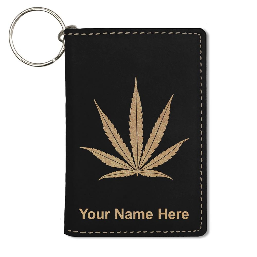 Custom Engraved ID Holder Wallet with Marijuana Leaf Design - Perfect for Cannabis Enthusiasts & 420 Events