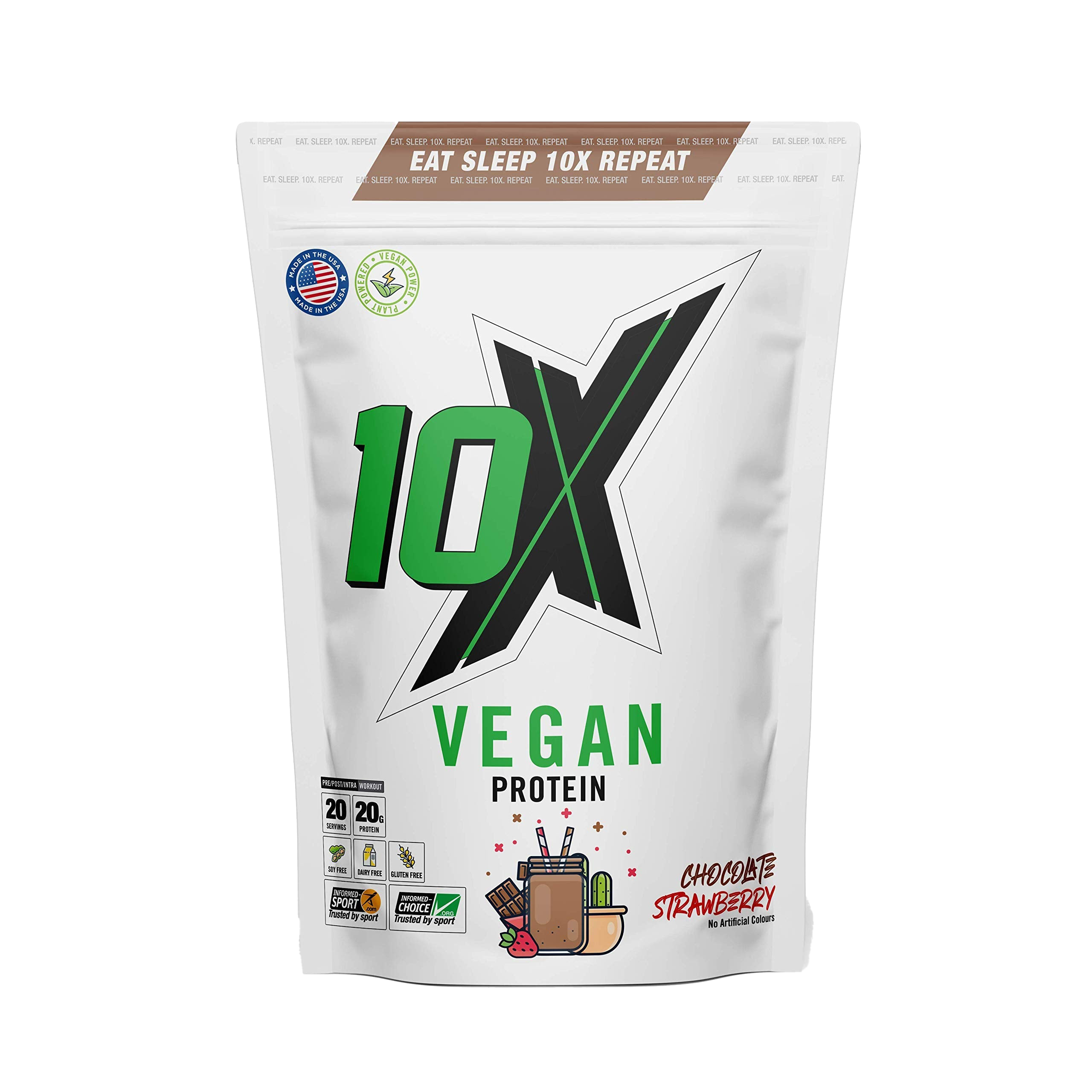 10X Athletic Vegan Protein Powder 540g - Plant-Based Protein for Muscle Recovery & Growth - Ideal for Post-Workout, Meal Replacement & Healthy Lifestyle