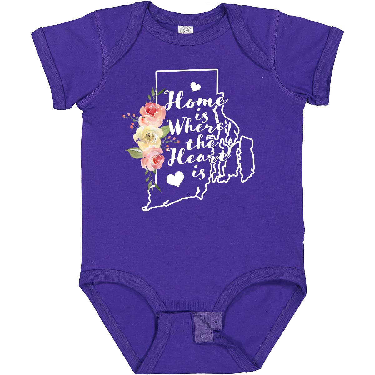 Inktastic Rhode Island Home is Where The Heart is Baby Bodysuit - Soft Watercolor Design for Newborns & Infants | Perfect for Family Photos, Holidays & Gifts