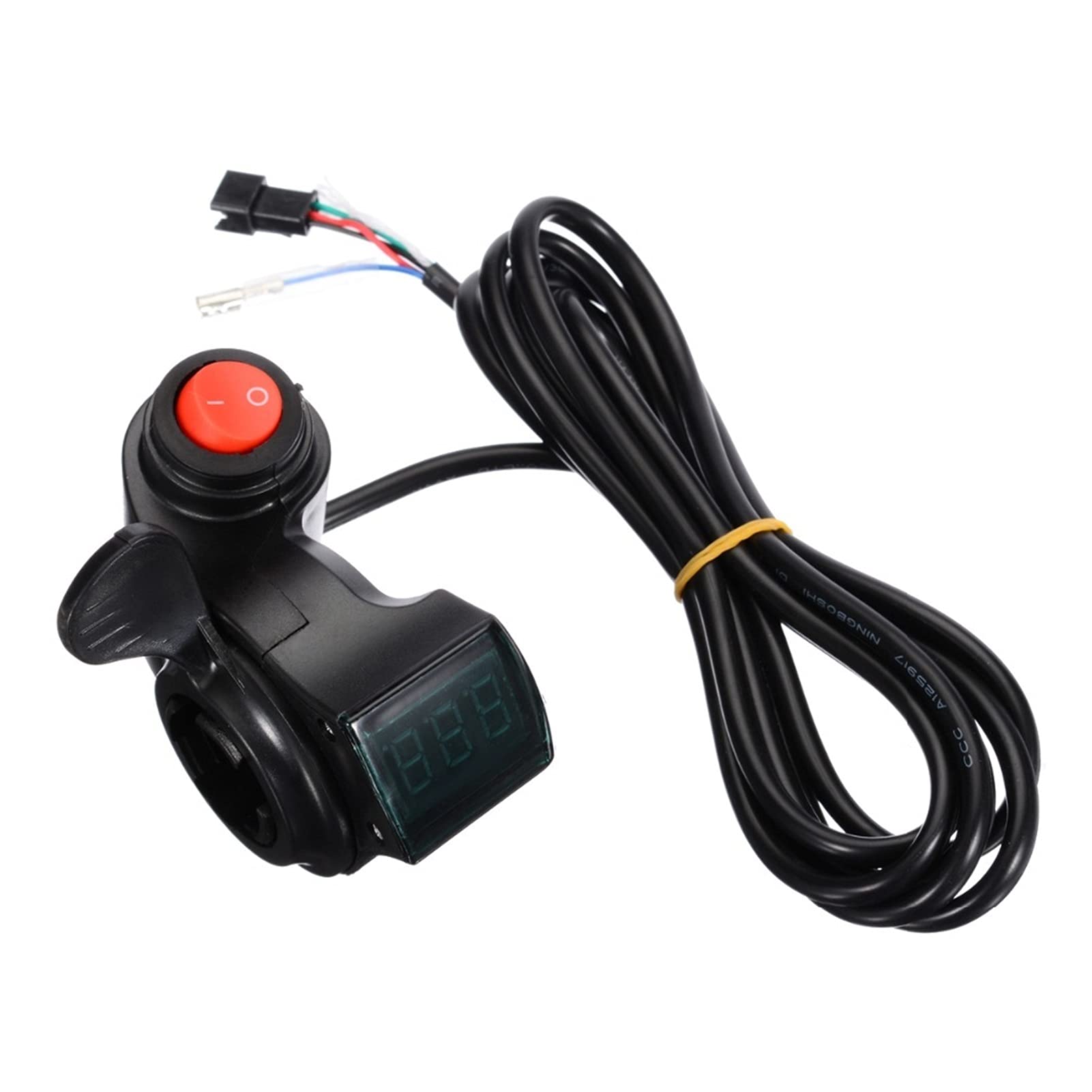 YFJLOVE YUFENGJIAO 12V-72V Electric Bike Thumb Throttle with Power Switch & LED Voltage Display - Compatible with Most E-Bikes - Perfect for Commuting, Mountain Biking, and Urban Riding