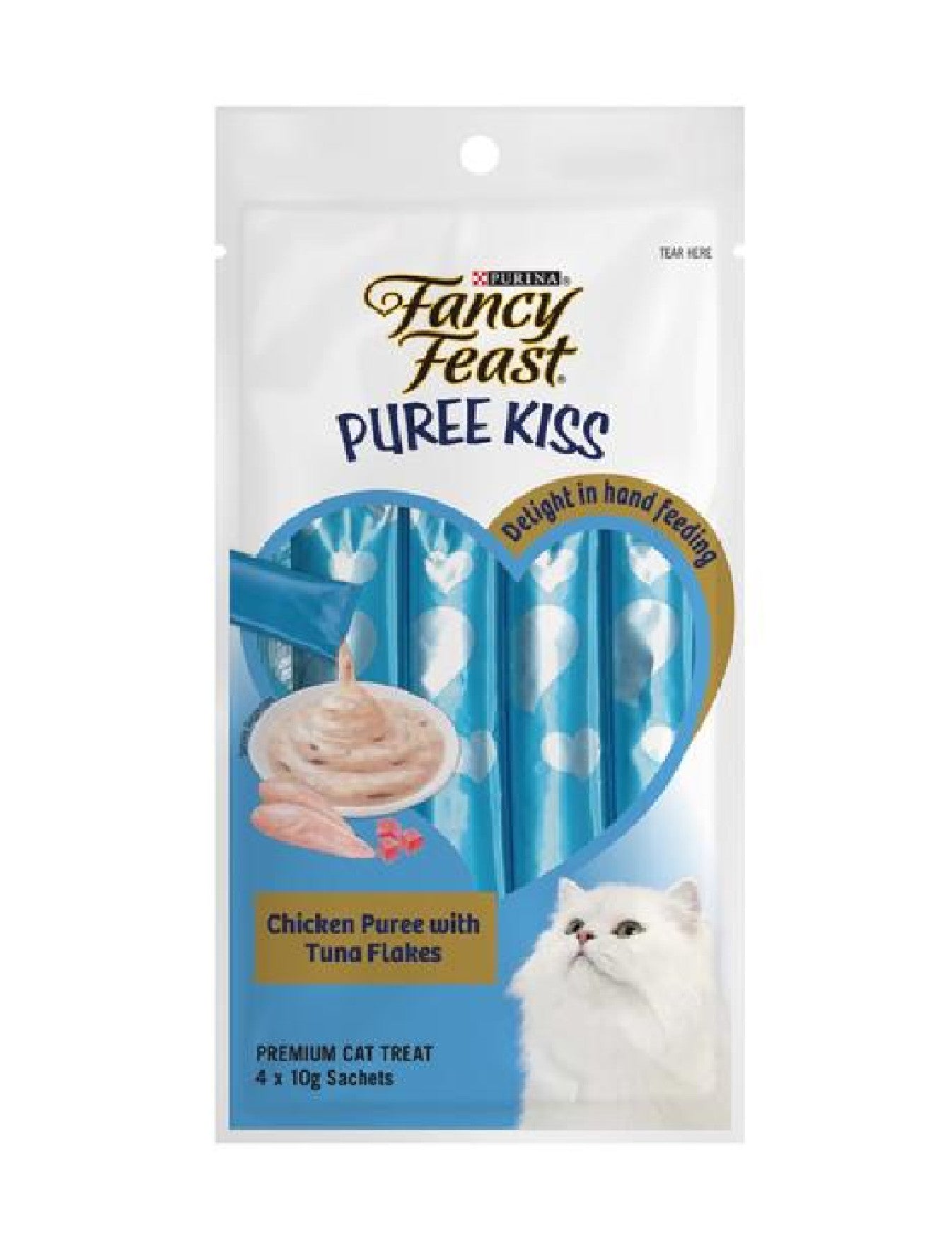 Fancy Feast Puree Kiss Chicken & Tuna Cat Treats 40g - Grain-Free Wet Cat Food Topper for Senior Cats & Kittens - Perfect for Mealtime Enhancement or Training Rewards