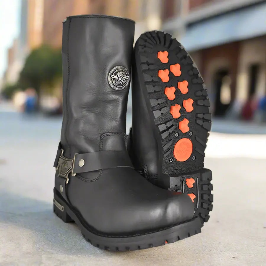 Milwaukee Leather Men's 11-Inch Harness Motorcycle Boots - Durable Riding Boots for Cruiser & Biker - Perfect for Long Rides & Motorcycle Events